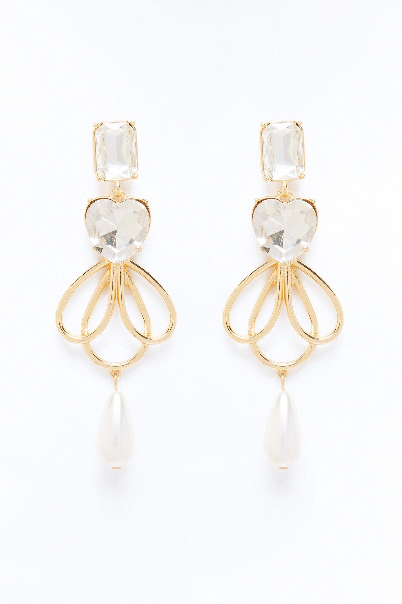 Coquetta Rhinestone Earrings - Gold