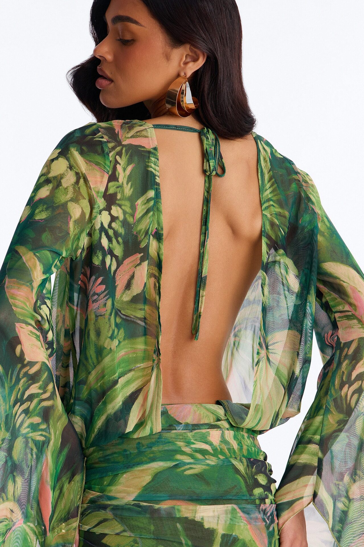 Dark Paradise Mesh Mini Dress - Green/combo
