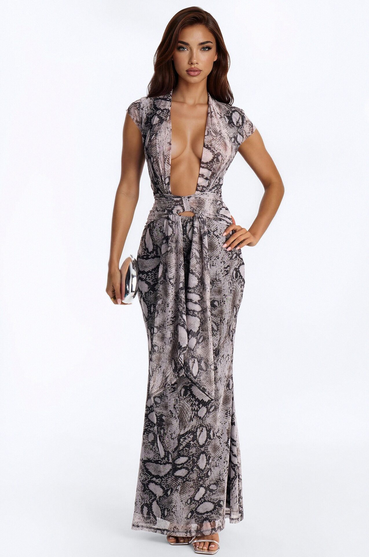 The Topic Of Discussion Mesh Maxi Dress - Grey/combo
