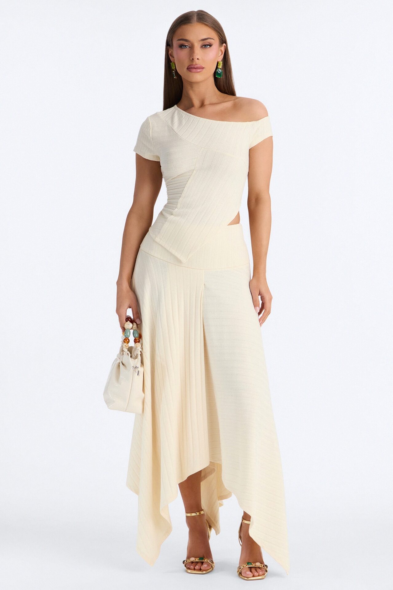 Reese Asymmetrical Skirt Set - Cream