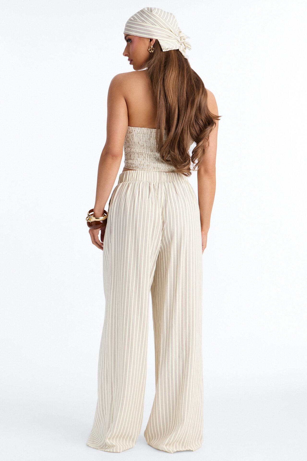 Donna Pinstripe 3 Piece Pant Set - Yellow/combo