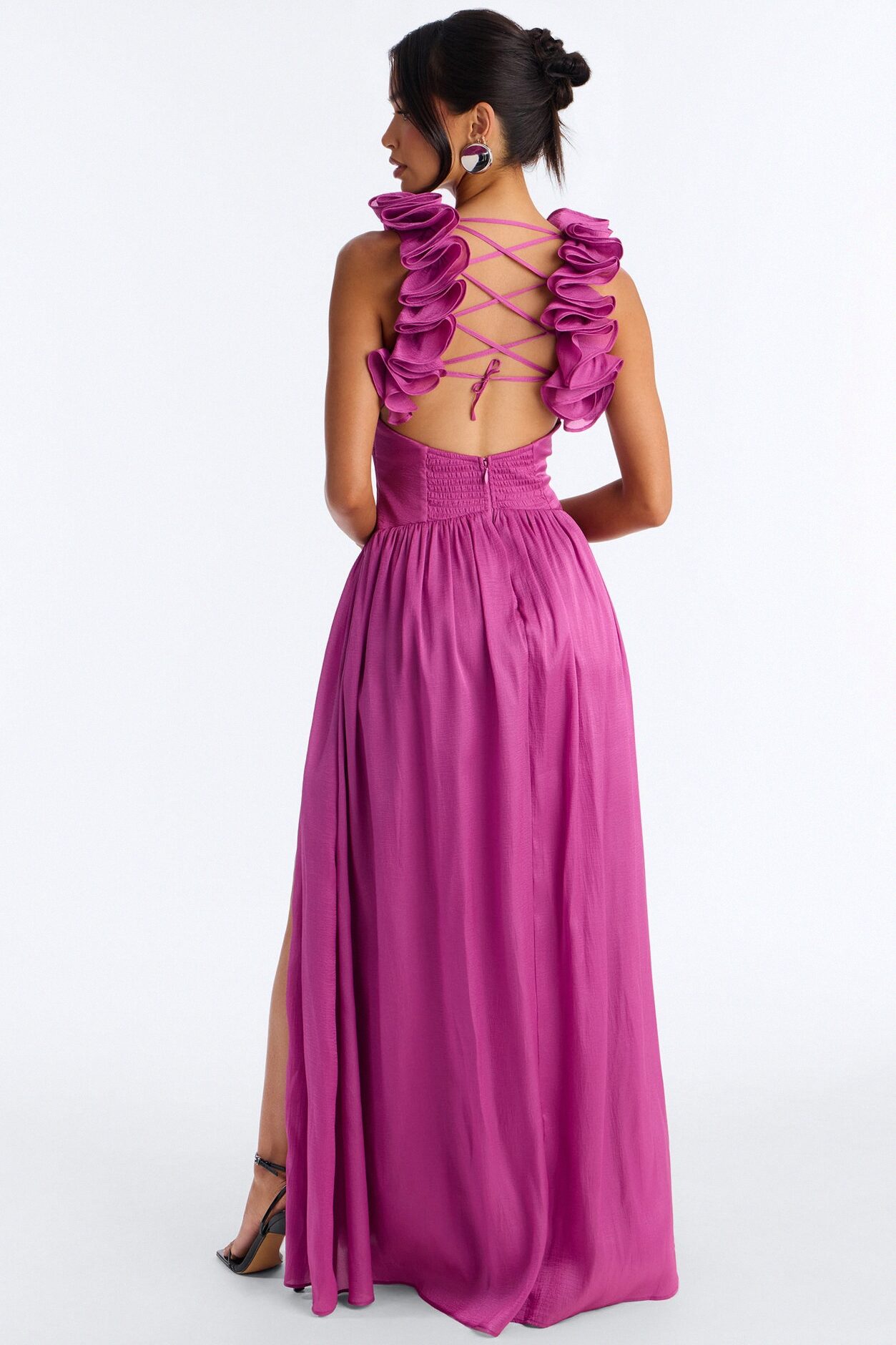 Garden Muse Ruffle Pleated Gown - Plum