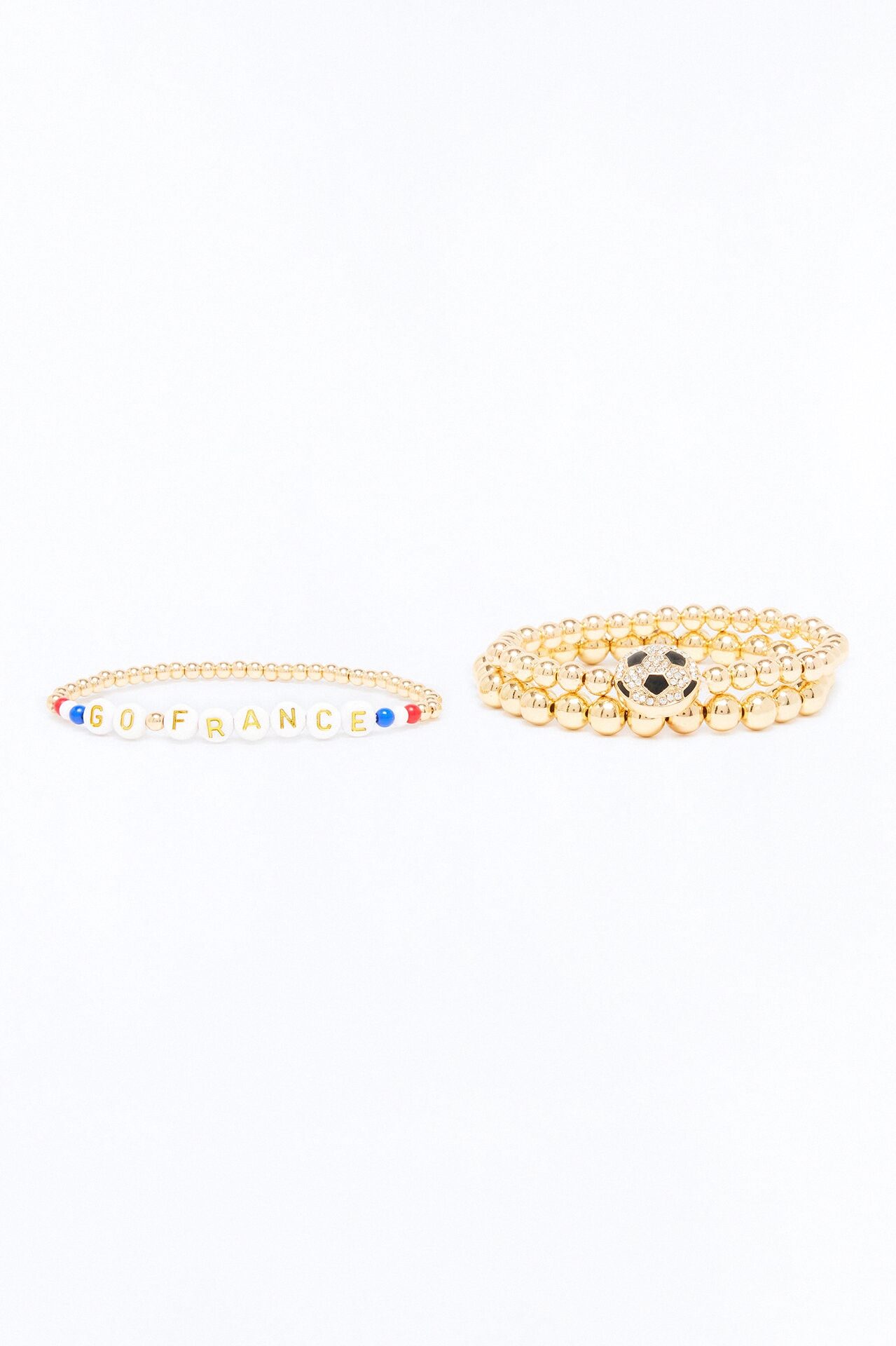 Go France Soccer 3 Piece Bracelet Set - Gold/combo