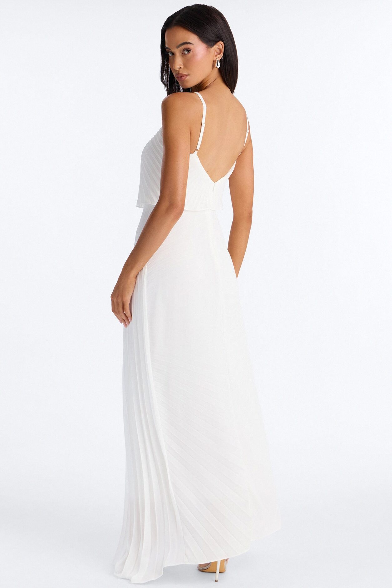 Cassidy Chiffon Pleated Maxi Dress - White