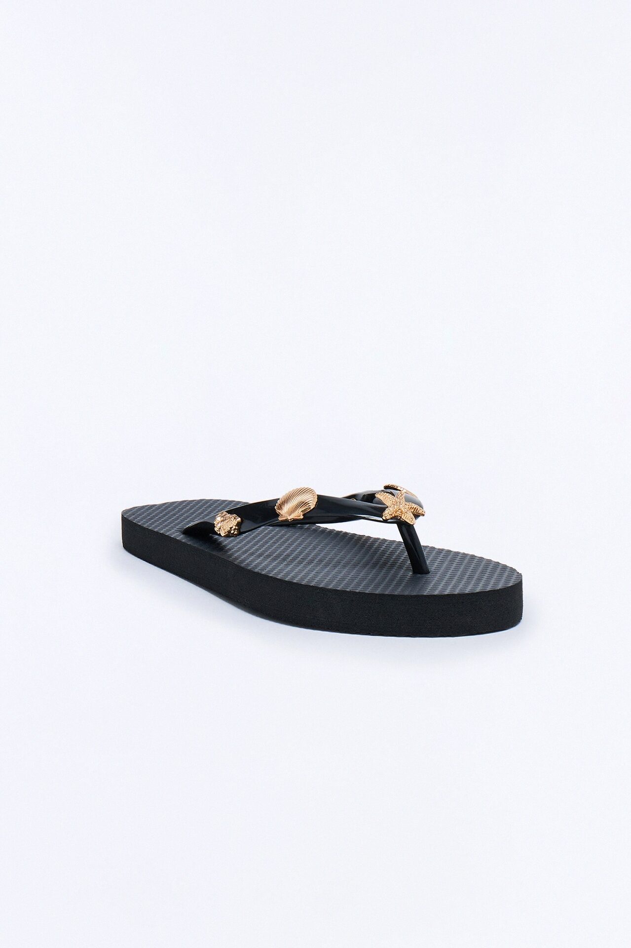 Beachy Hardware Flip Flops - Black