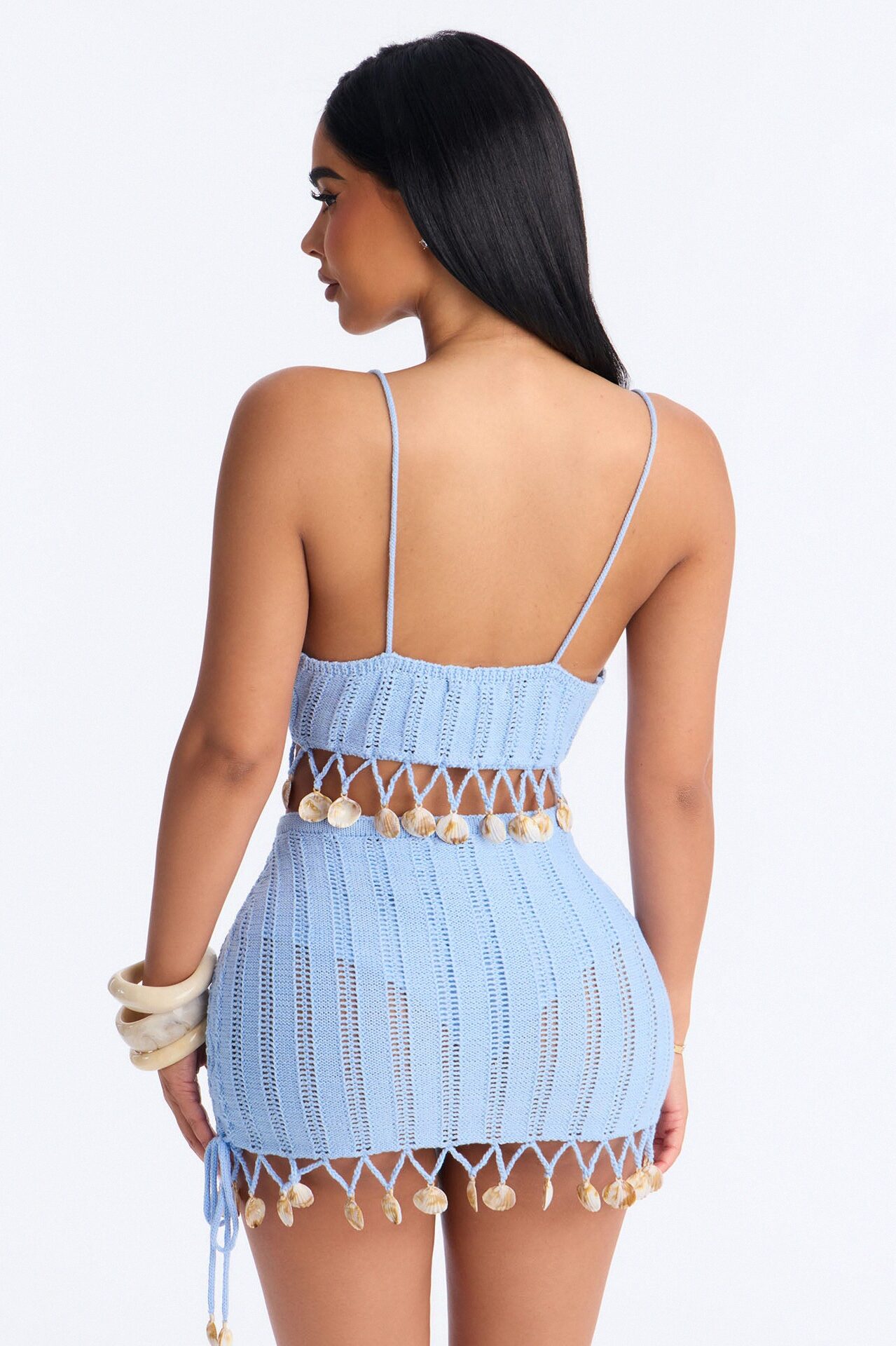 By The Seashore Crochet Mini Skirt Set - Blue