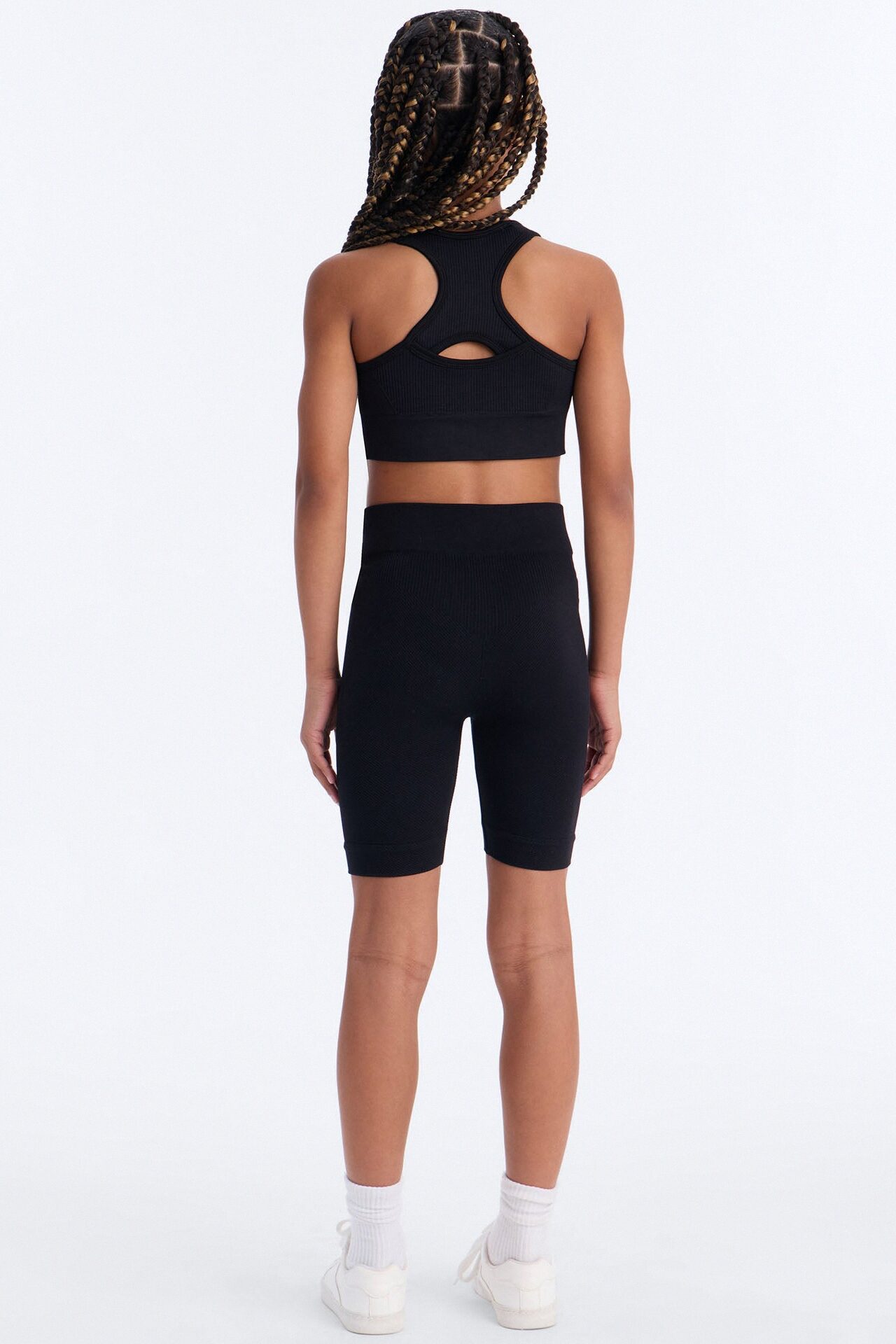 Mini Sully Seamless Ribbed Biker Short Set - Black