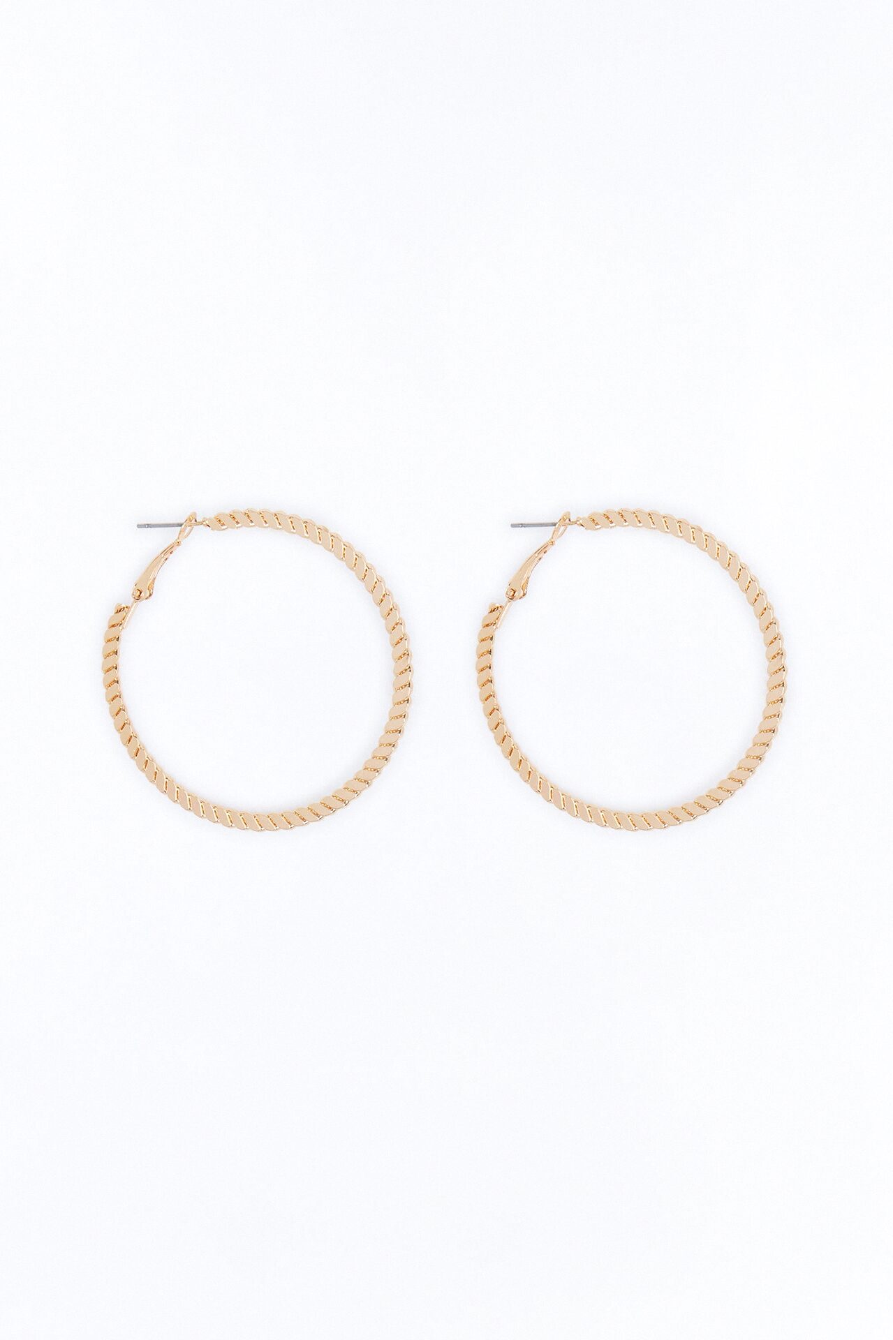 Chain And Link Hoop Earrings - Gold