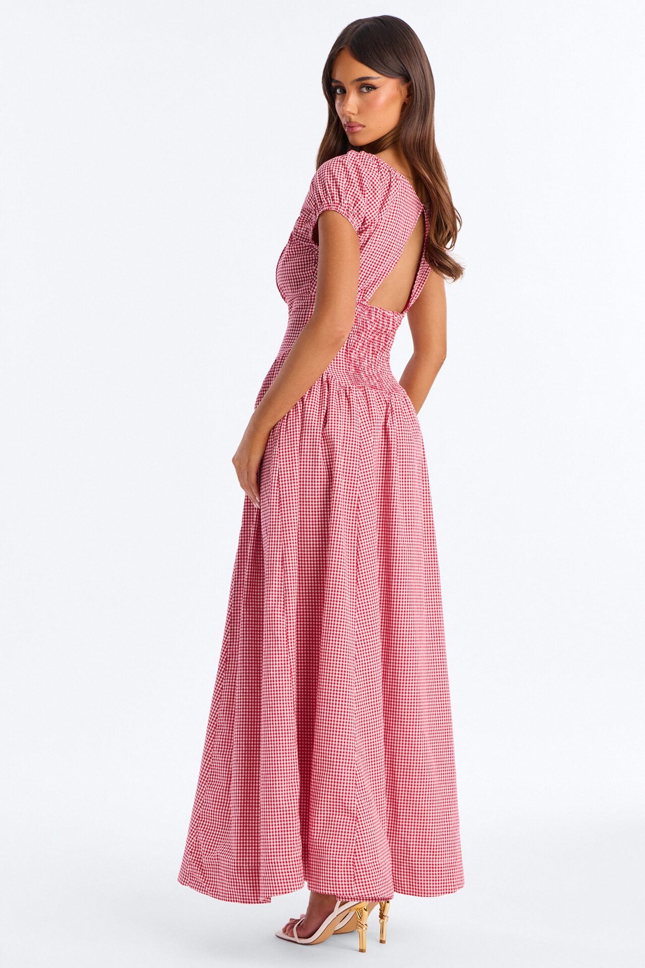 Maribelle Puff Sleeve Maxi Dress - Red/combo