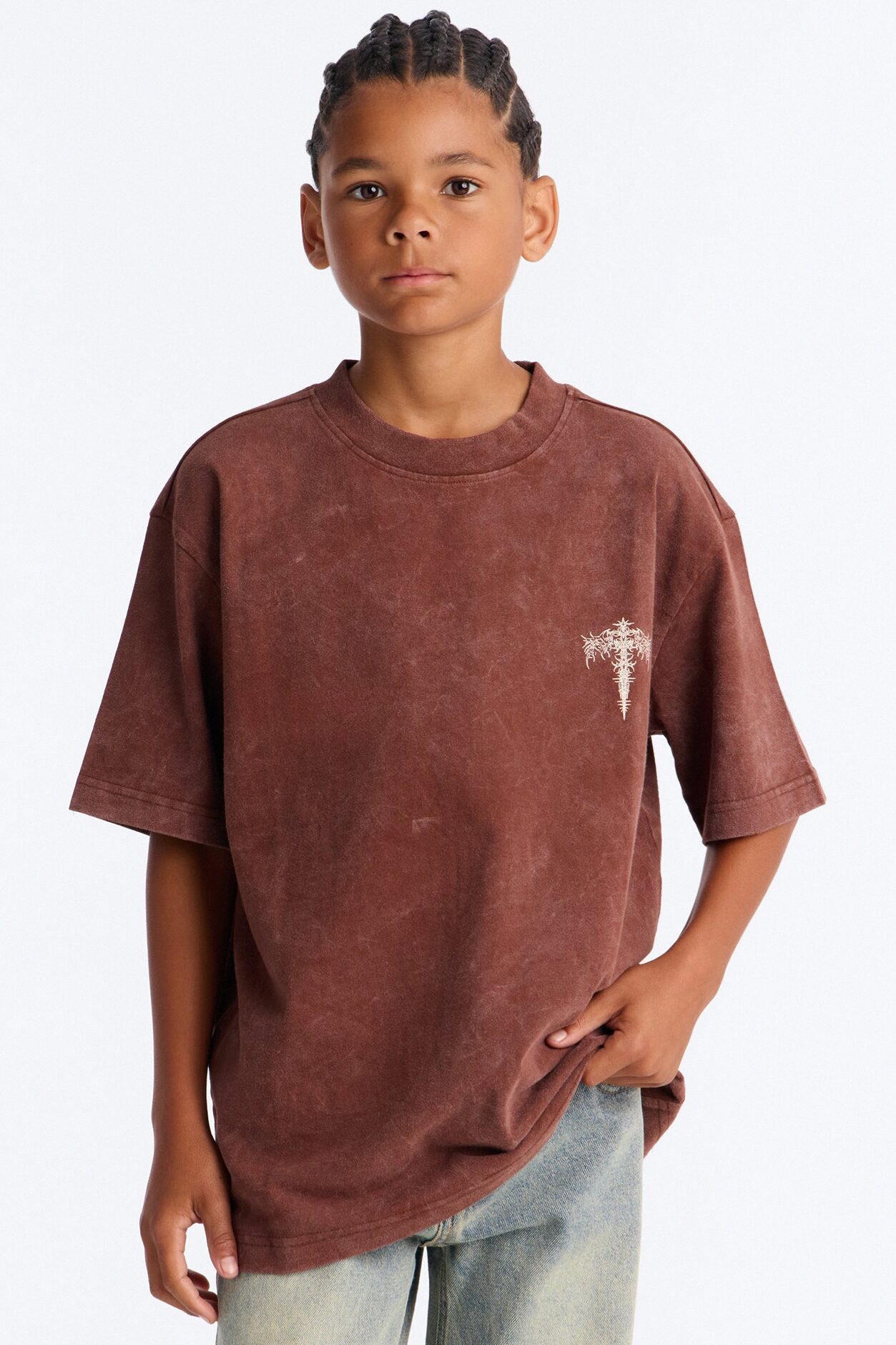 Mini Heavenly Short Sleeve Front/Back Tee - Brown