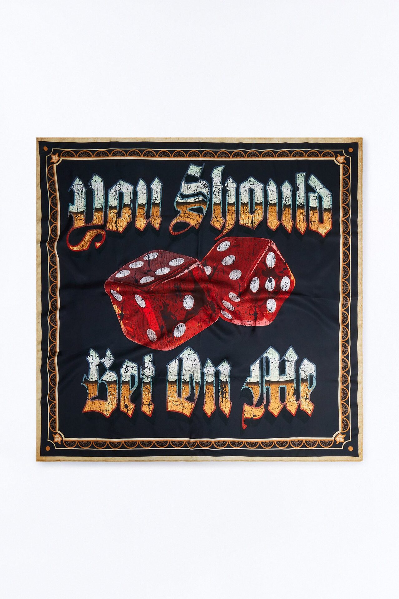 Bet On Me Rolled Dice Large Satin Bandana - Black