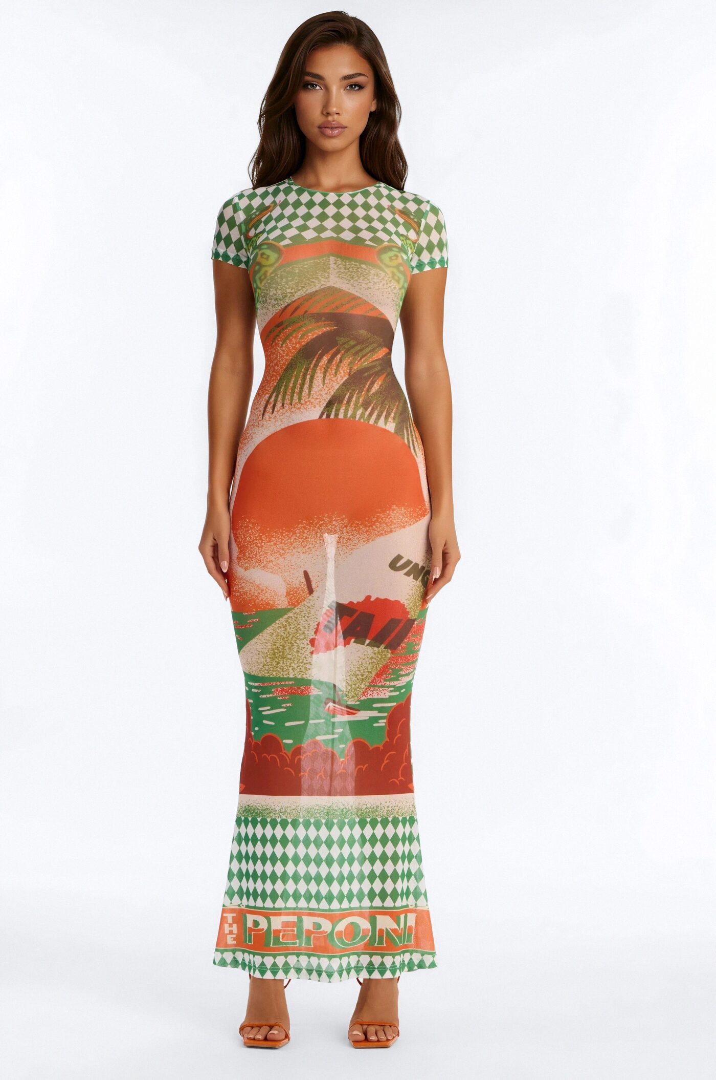 Take Me On A Trip Mesh Maxi Dress - Green/combo
