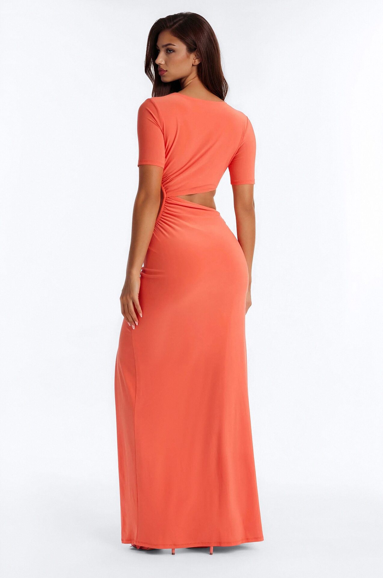 Center Of Attention Cut Out Maxi Dress - Orange