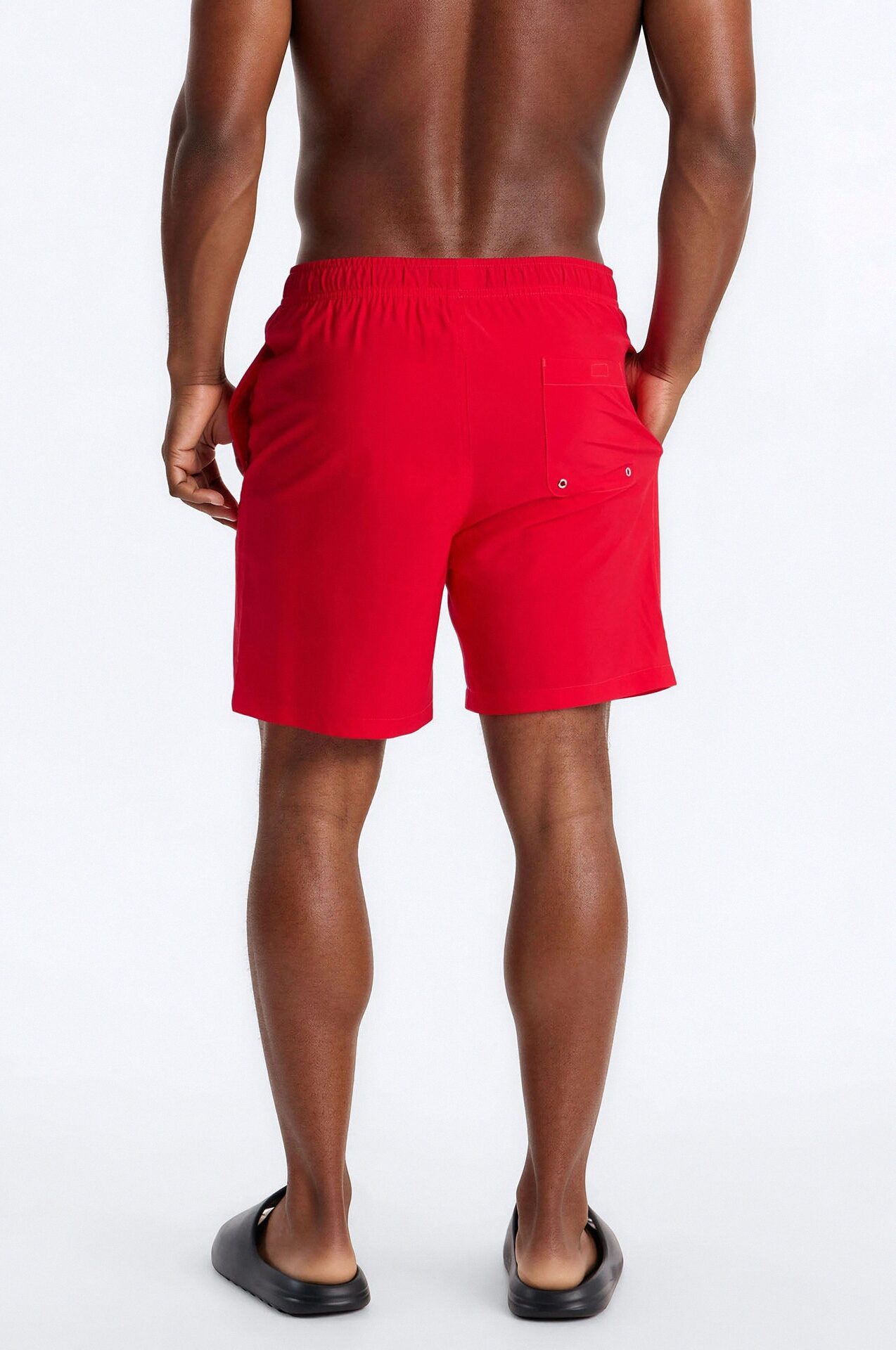 Water Reactive Lucky 8-Ball Reveal Swim Trunk 7″ - Red