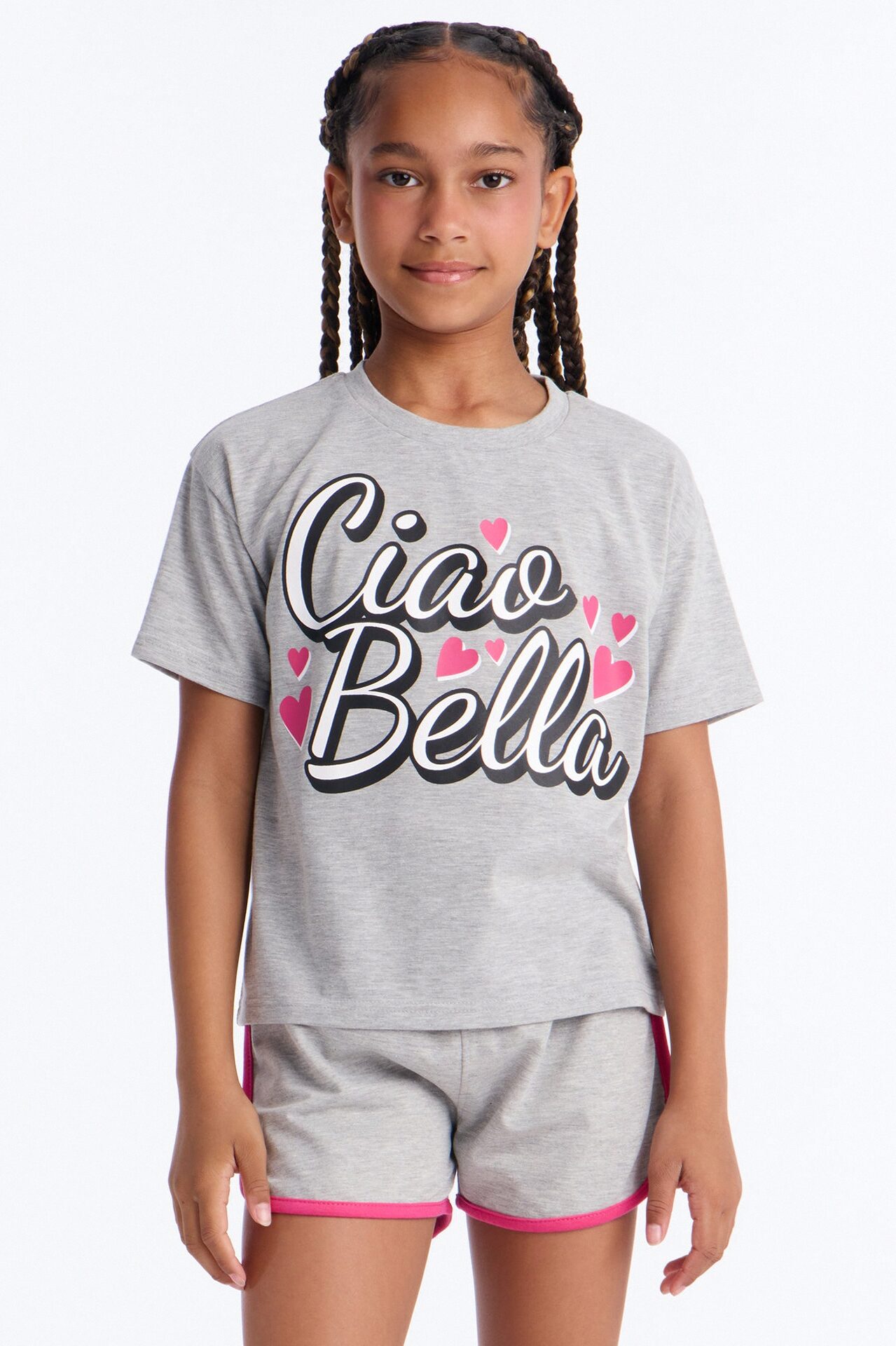 Mini Ciao Bella Short Set - Heather Grey
