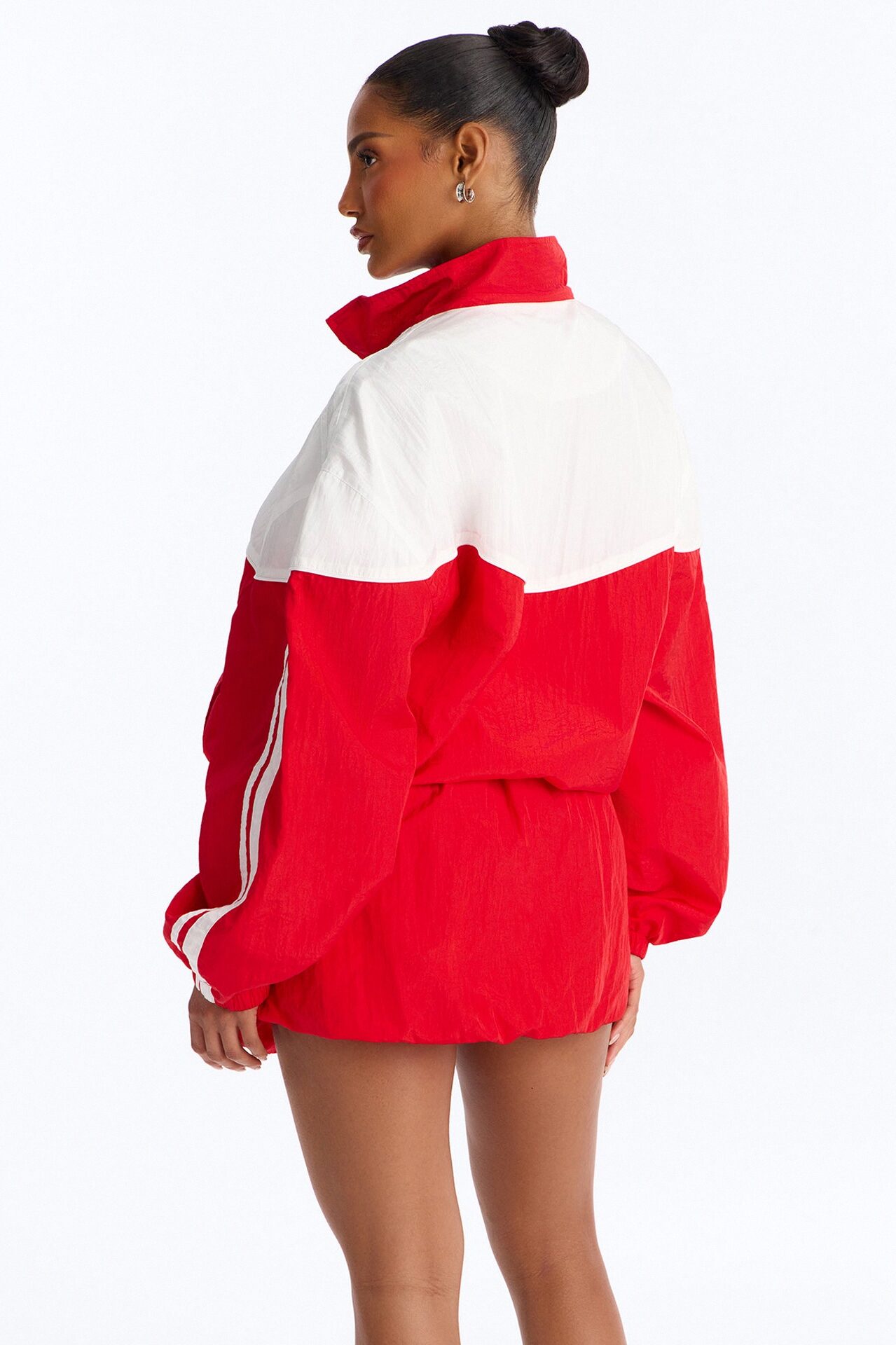City Sprint Windbreaker Bubble Skirt Set - Red