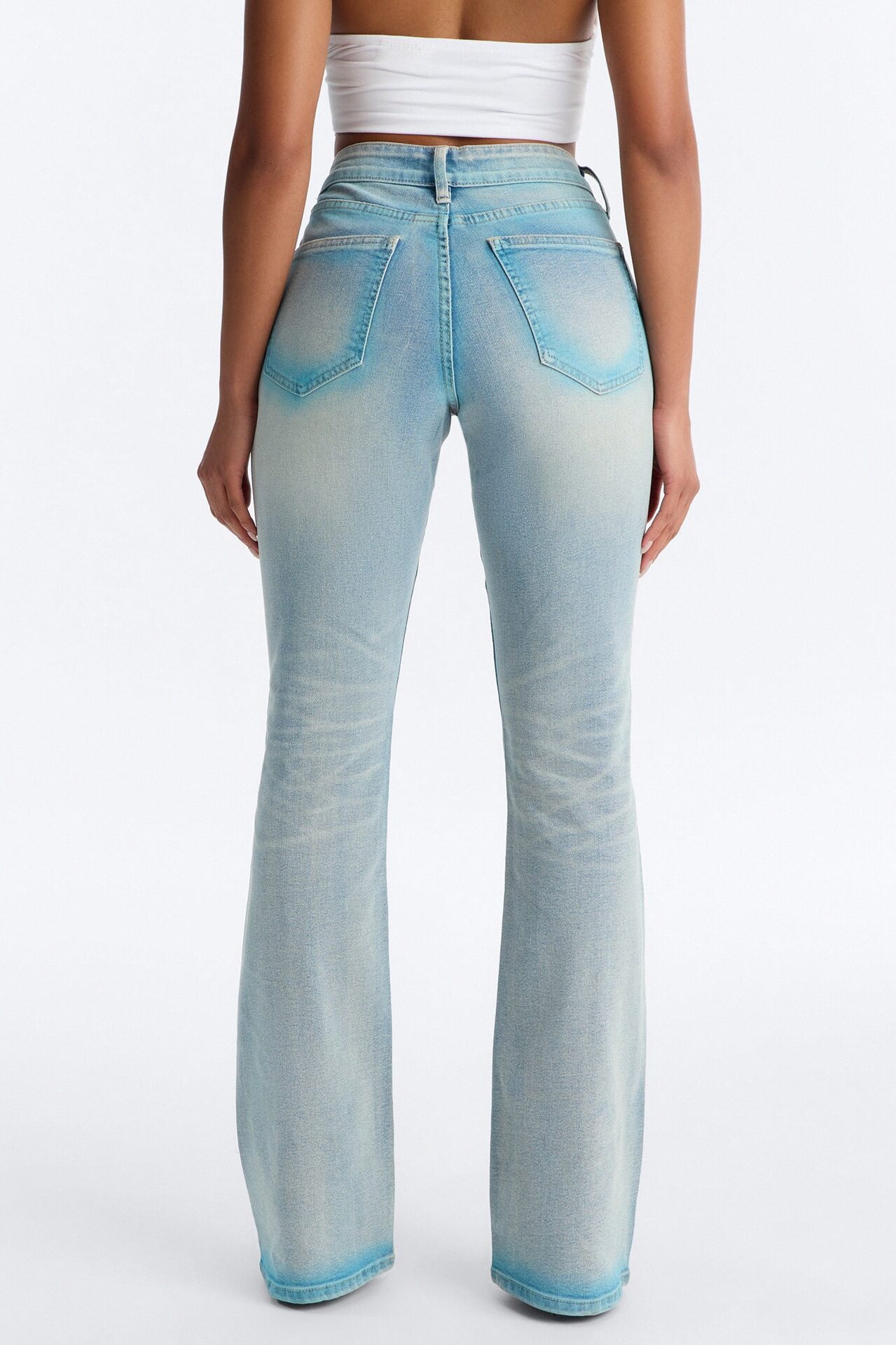 Summer Love Embellished Flare Jeans - Blue