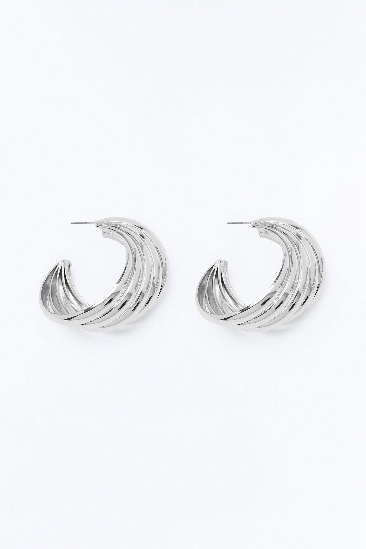 Stacked Halo Hoop Earrings - Silver