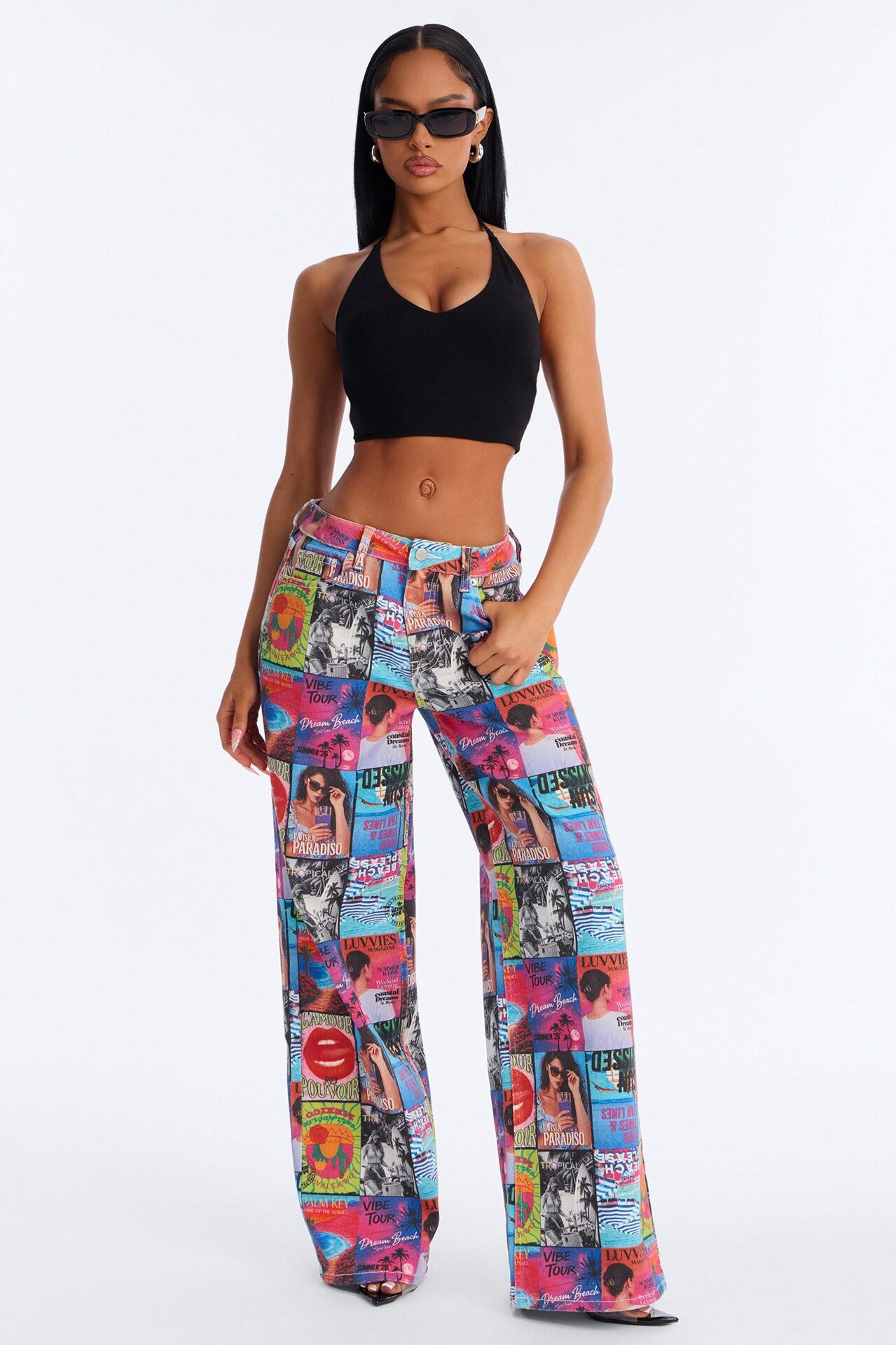 Editorial Muse Printed Stretch Jeans - Multi Color