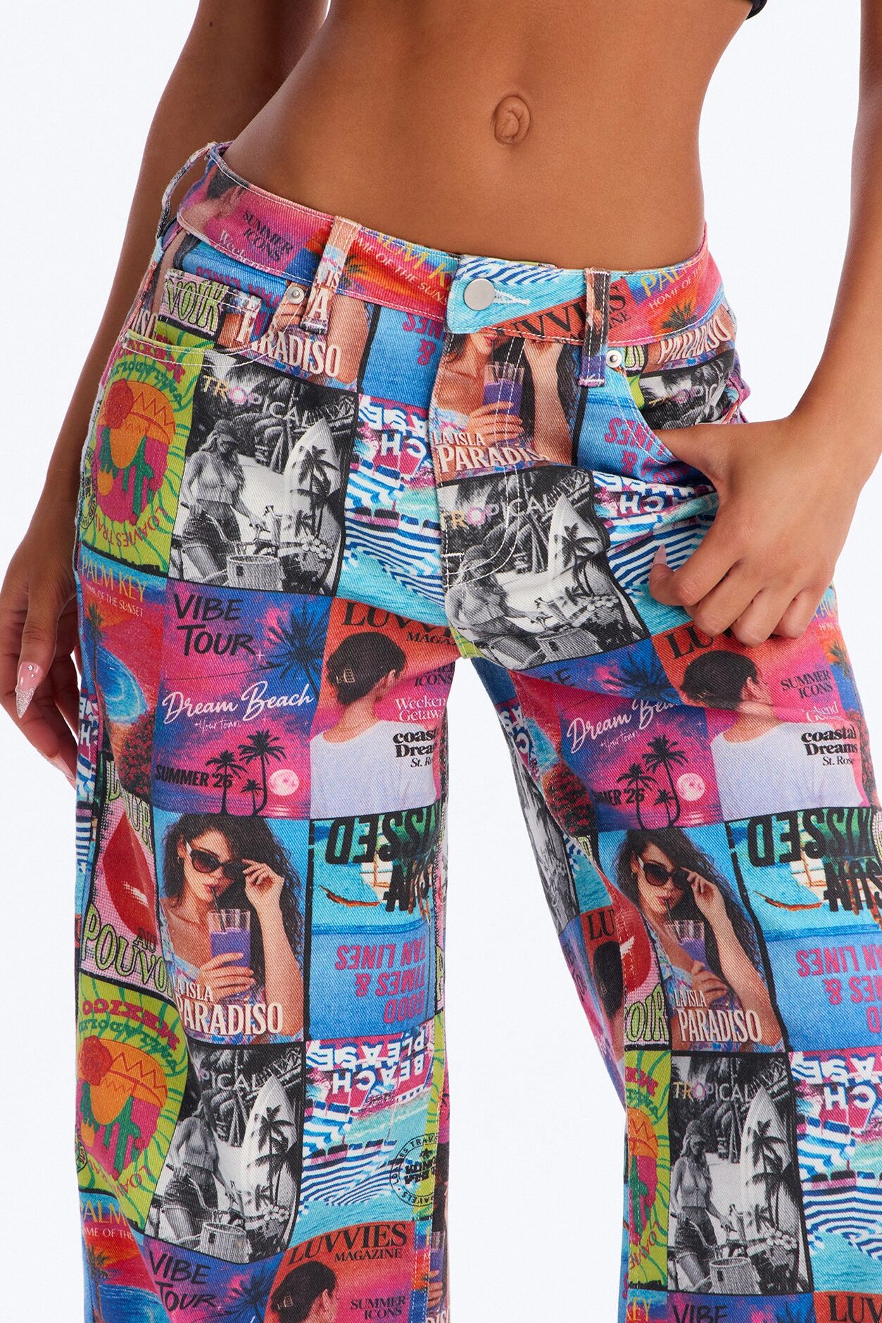 Editorial Muse Printed Stretch Jeans - Multi Color