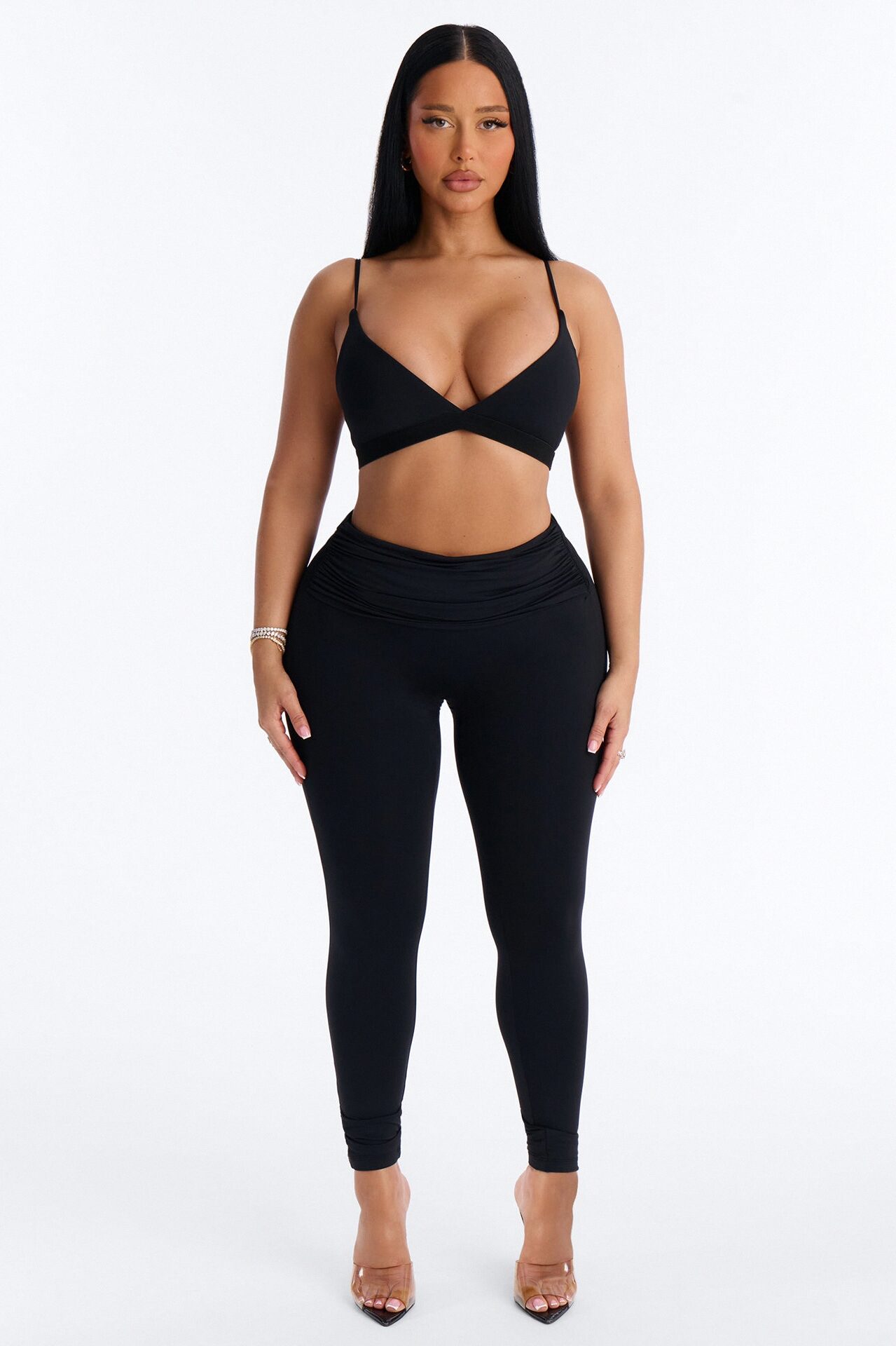 Second Skin Double Lined V Neck Bralette - Black