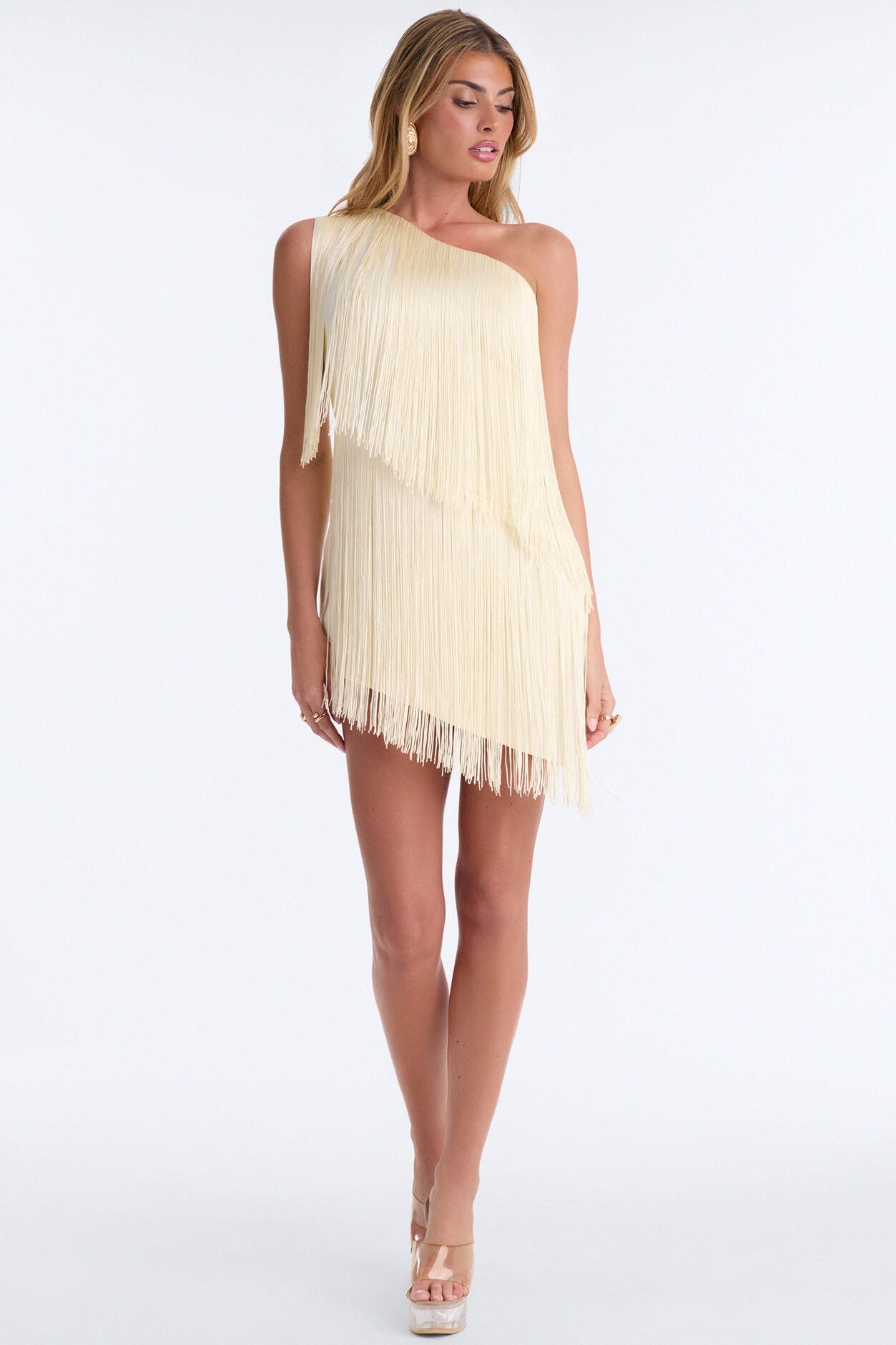Brielle Satin Asymmetrical Mini Dress - Ivory