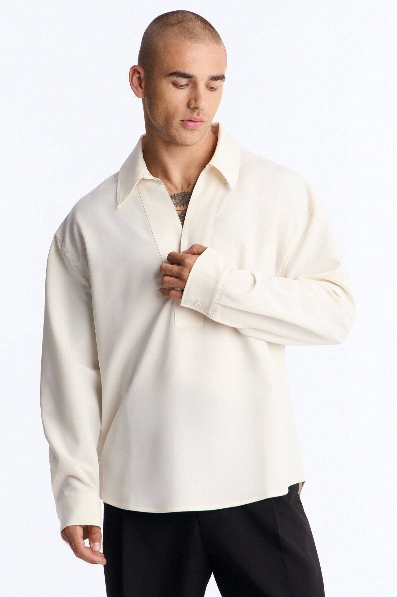 Relaxed Apex Chevron Tailored Shirt - Cream