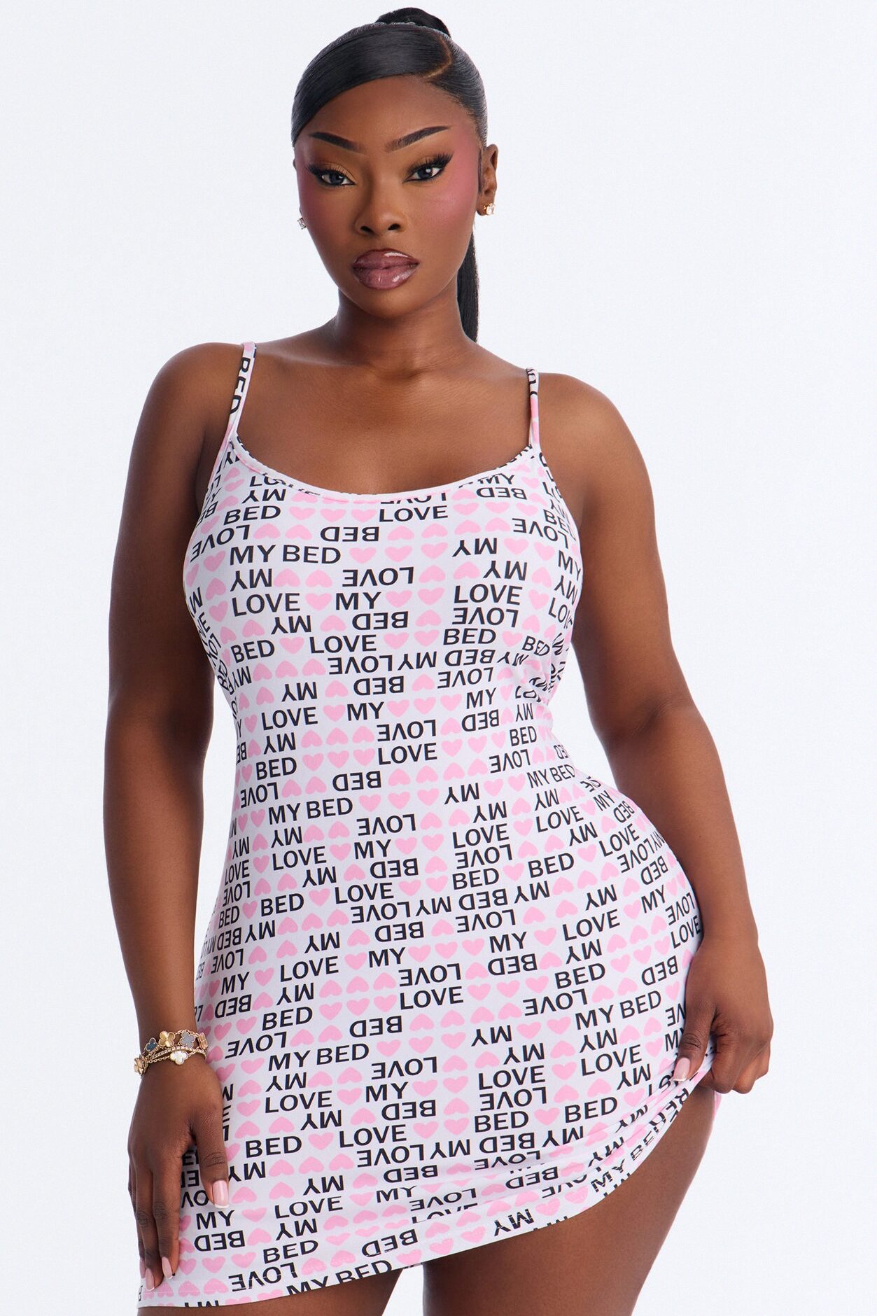 Bedtime Bliss PJ Sleep Dress - White/combo
