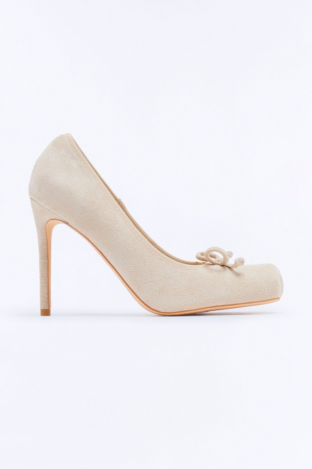 Letta Suede Bow Ballet Pumps - Ivory