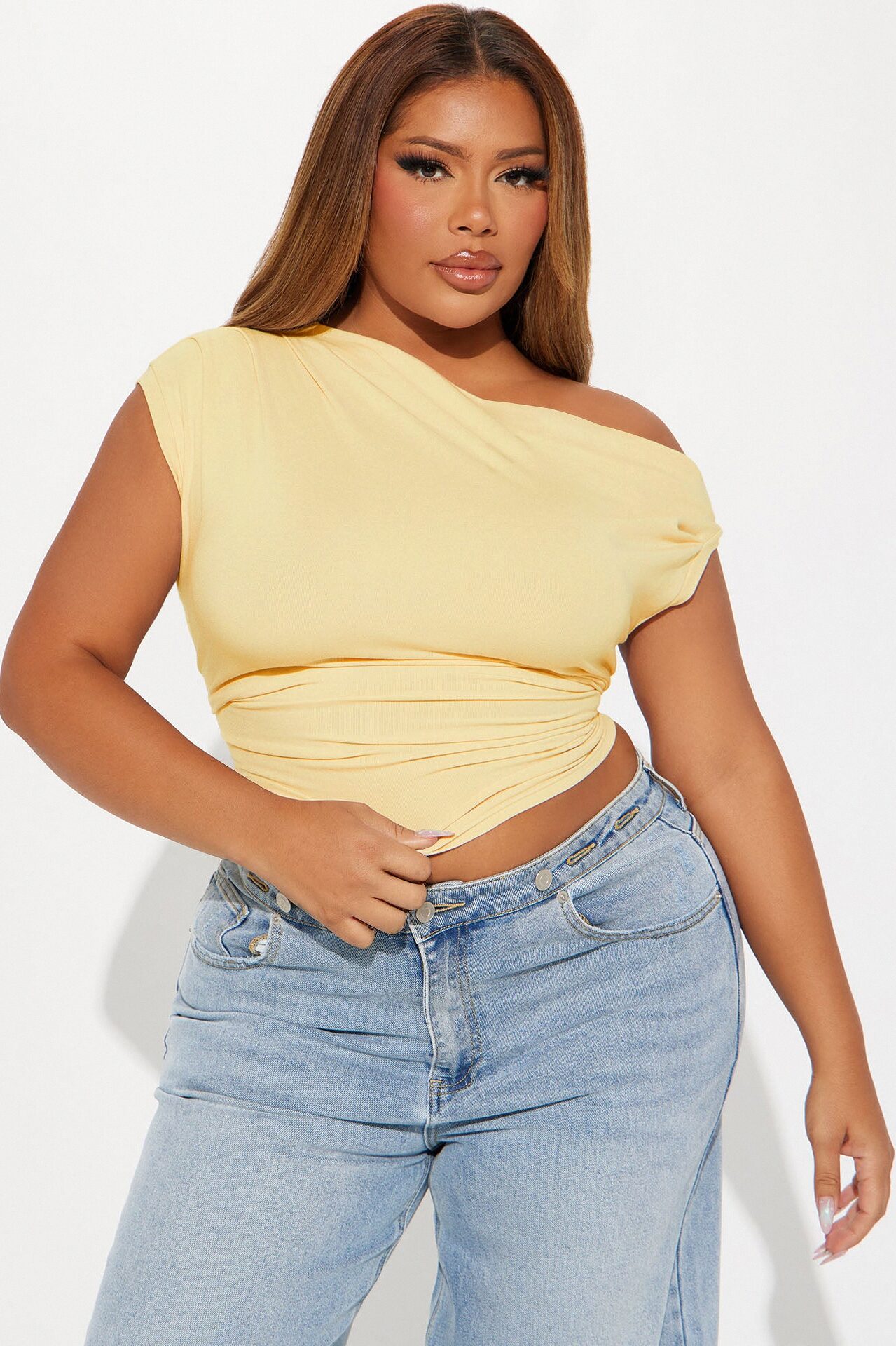 Vera One Shoulder Top - Butter Yellow
