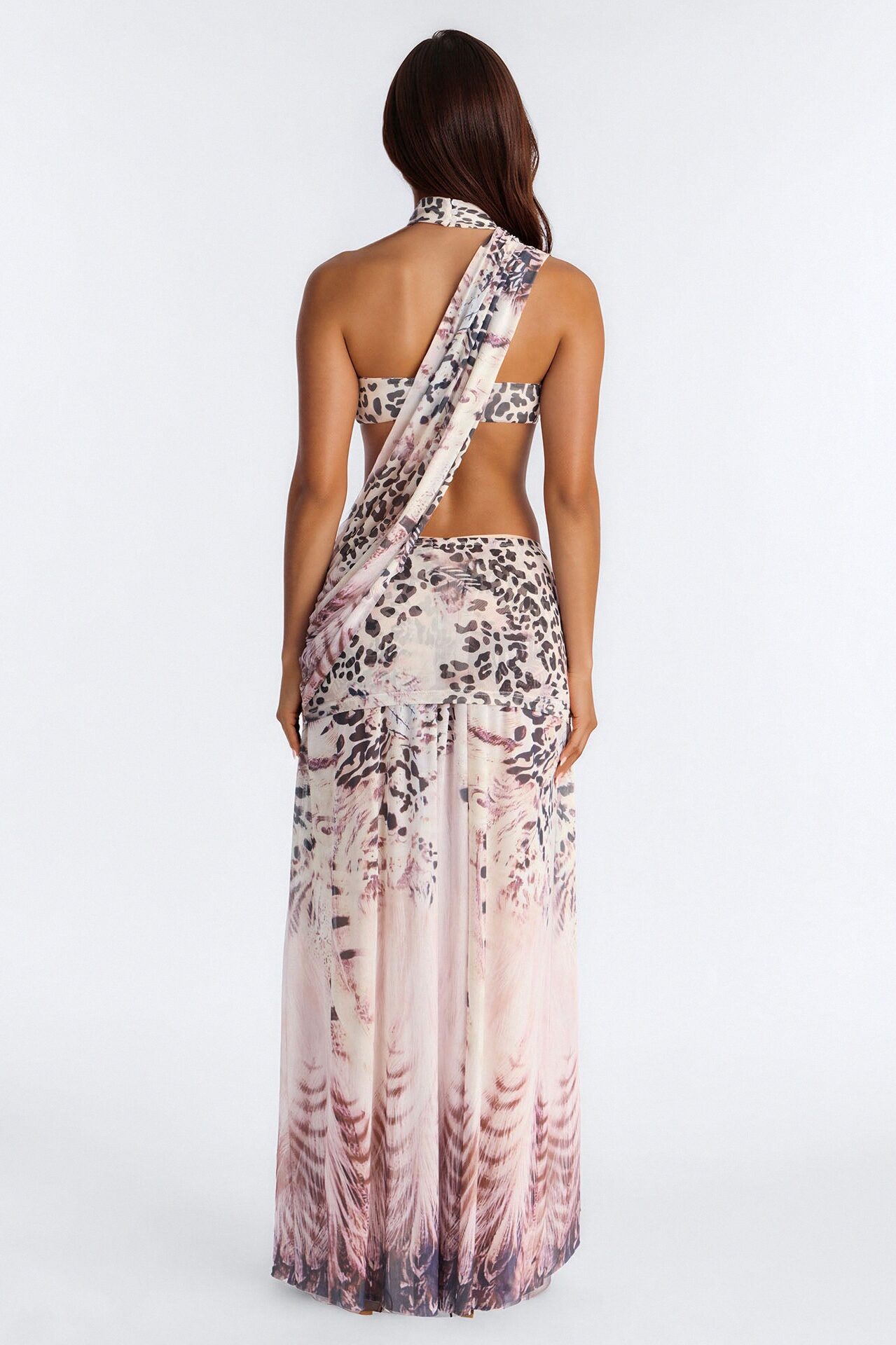 Wild Whimsy Mesh Maxi Dress - Ivory/combo