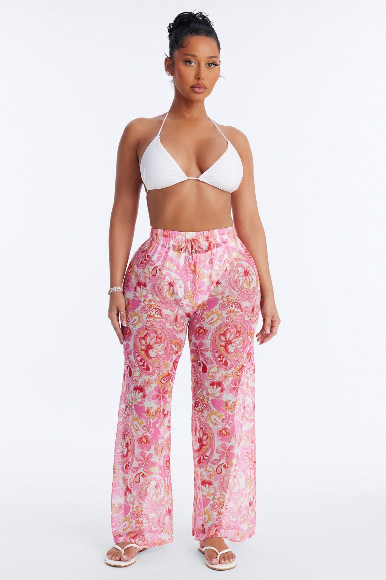 Poolside Obviously Paisley Cover Up Pants - Pink/combo