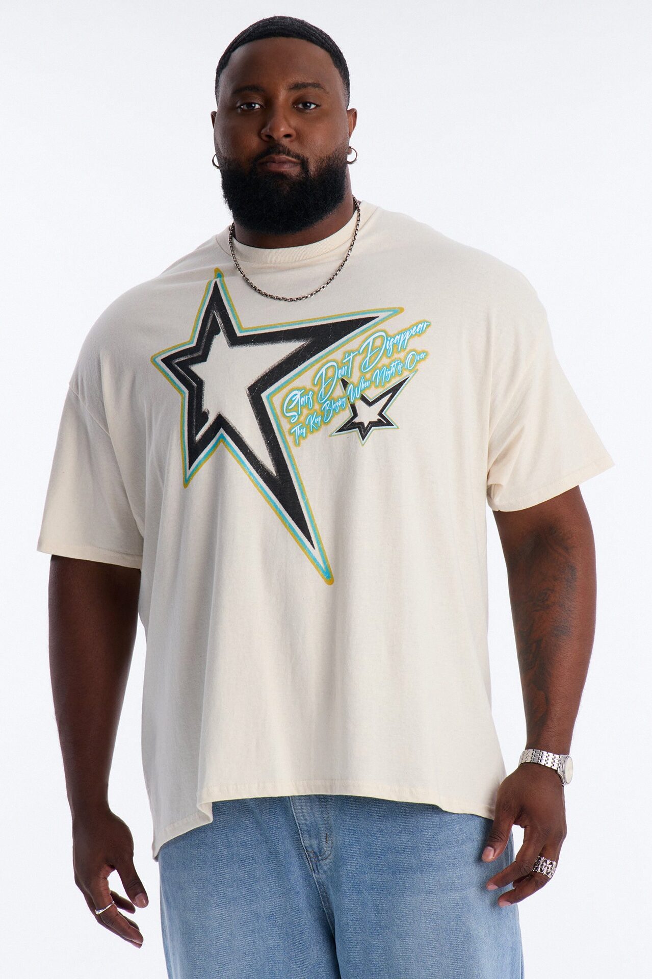 Stars Don't Disappear Oversized Short Sleeve Tee - Natural
