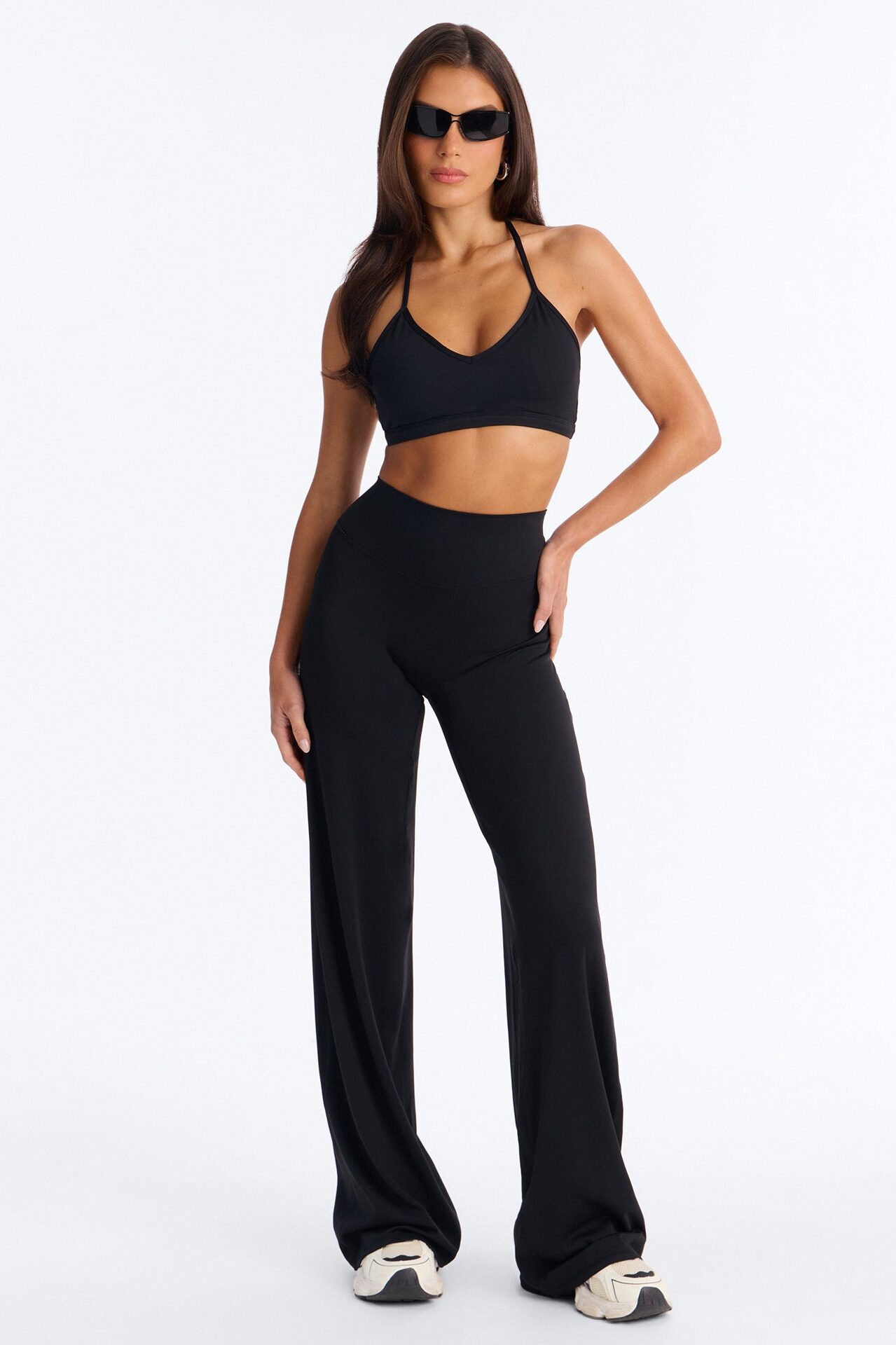 Barre Babe Active Wide Leg Pant Set - Black