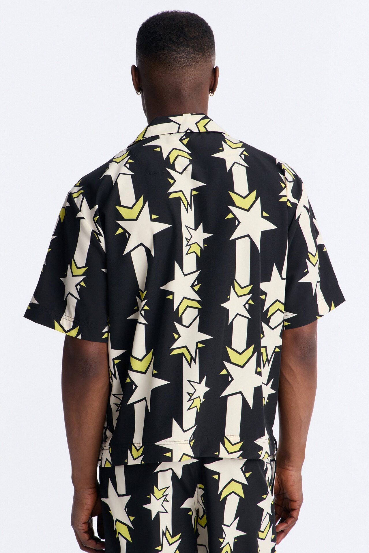 Relaxed Star Drift Cuban Collar Button Up Shirt - Multi Color