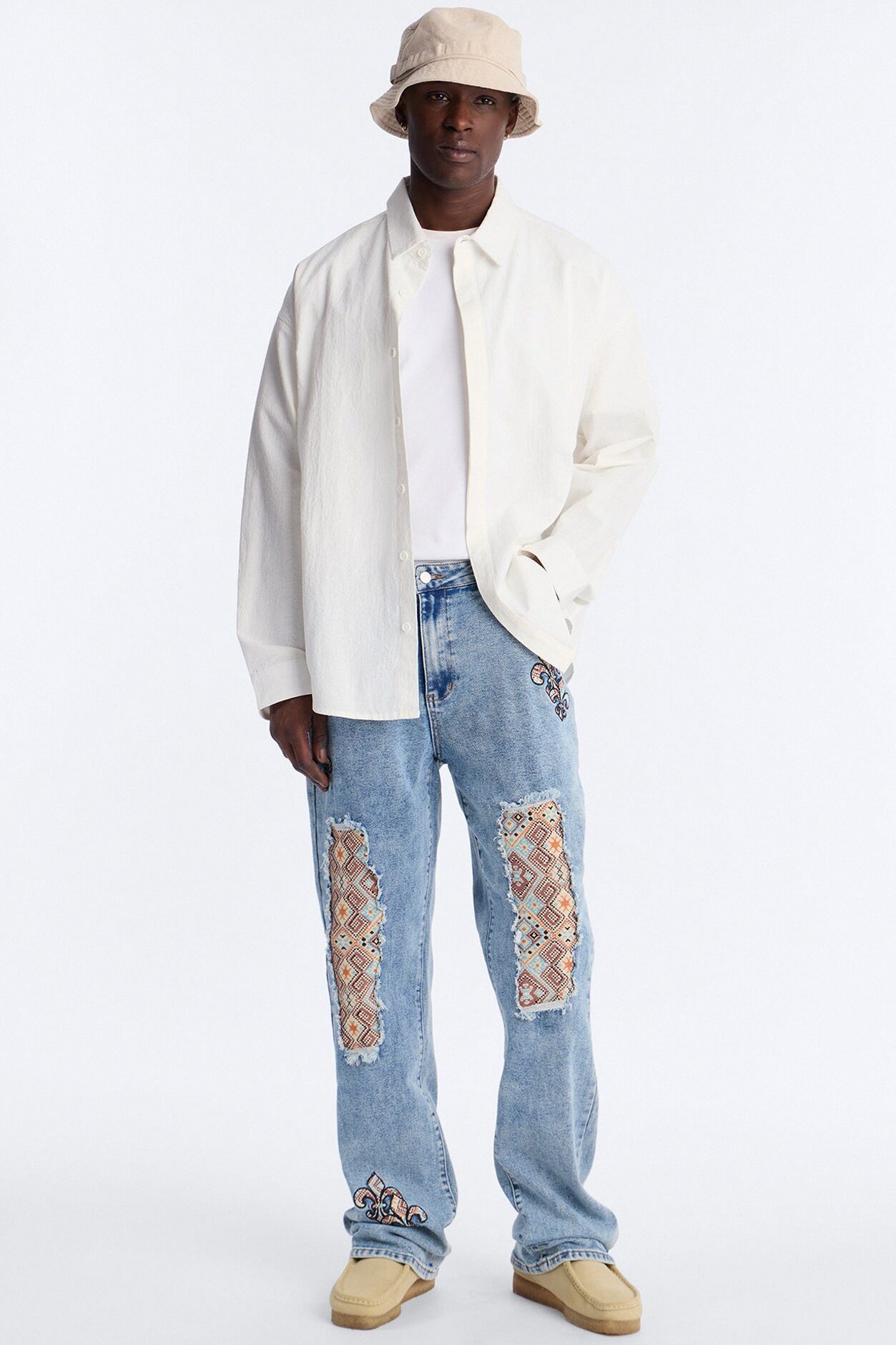 Regal Tapestry Stacked Slim Flare Jean - Light Blue Wash