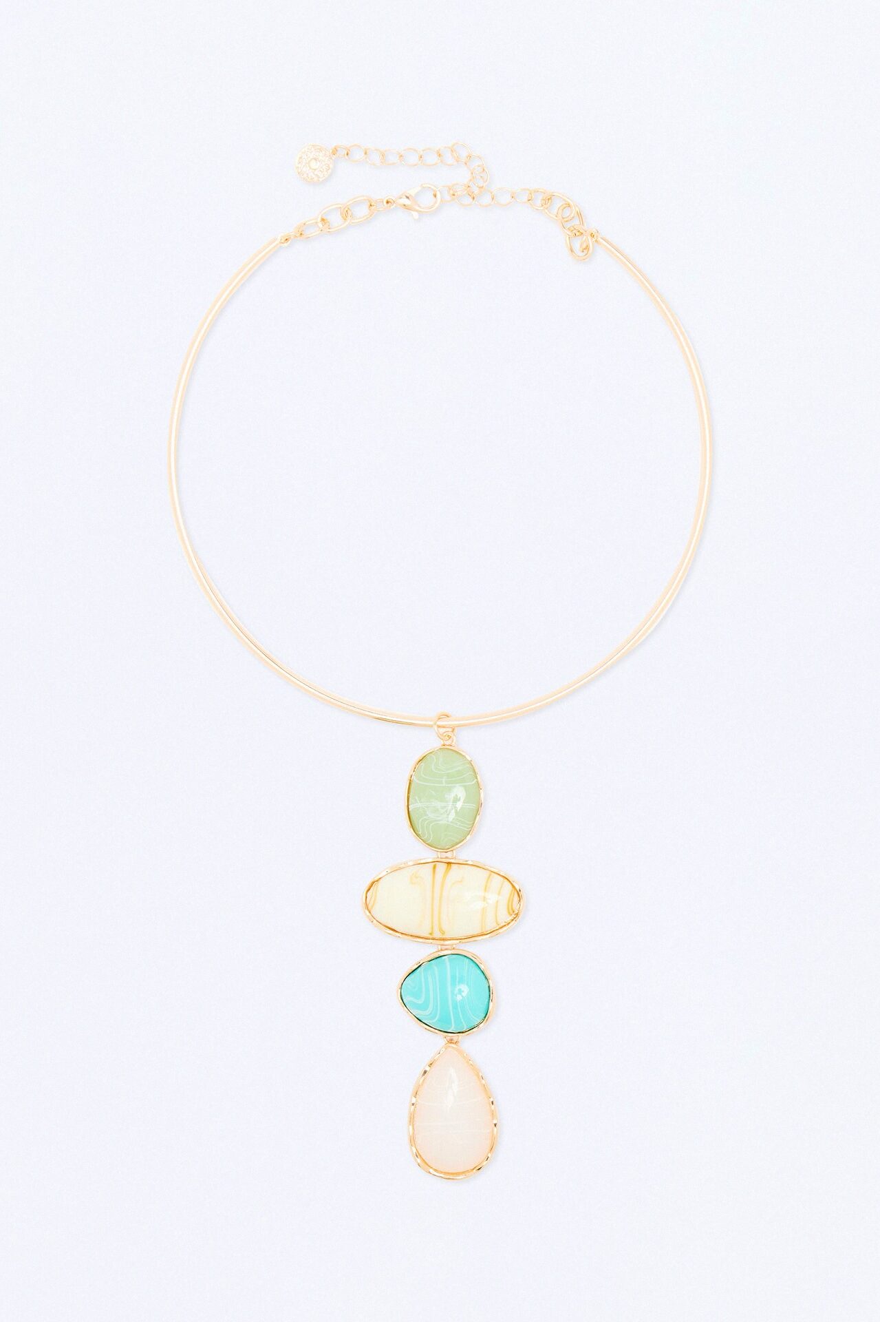 Pure Mineral Jeweled Necklace - Gold/Green