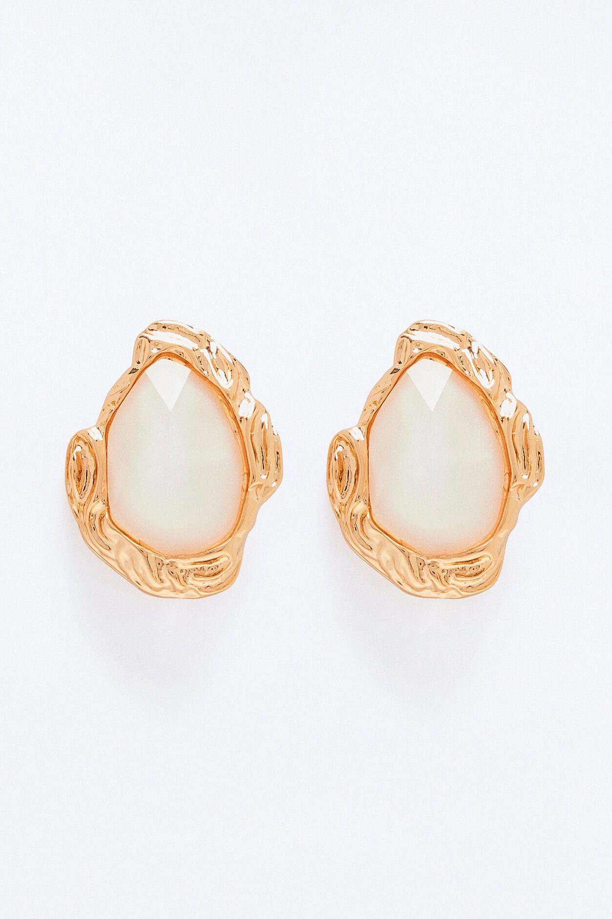No Cloud Jeweled Stud Earrings - White/Gold