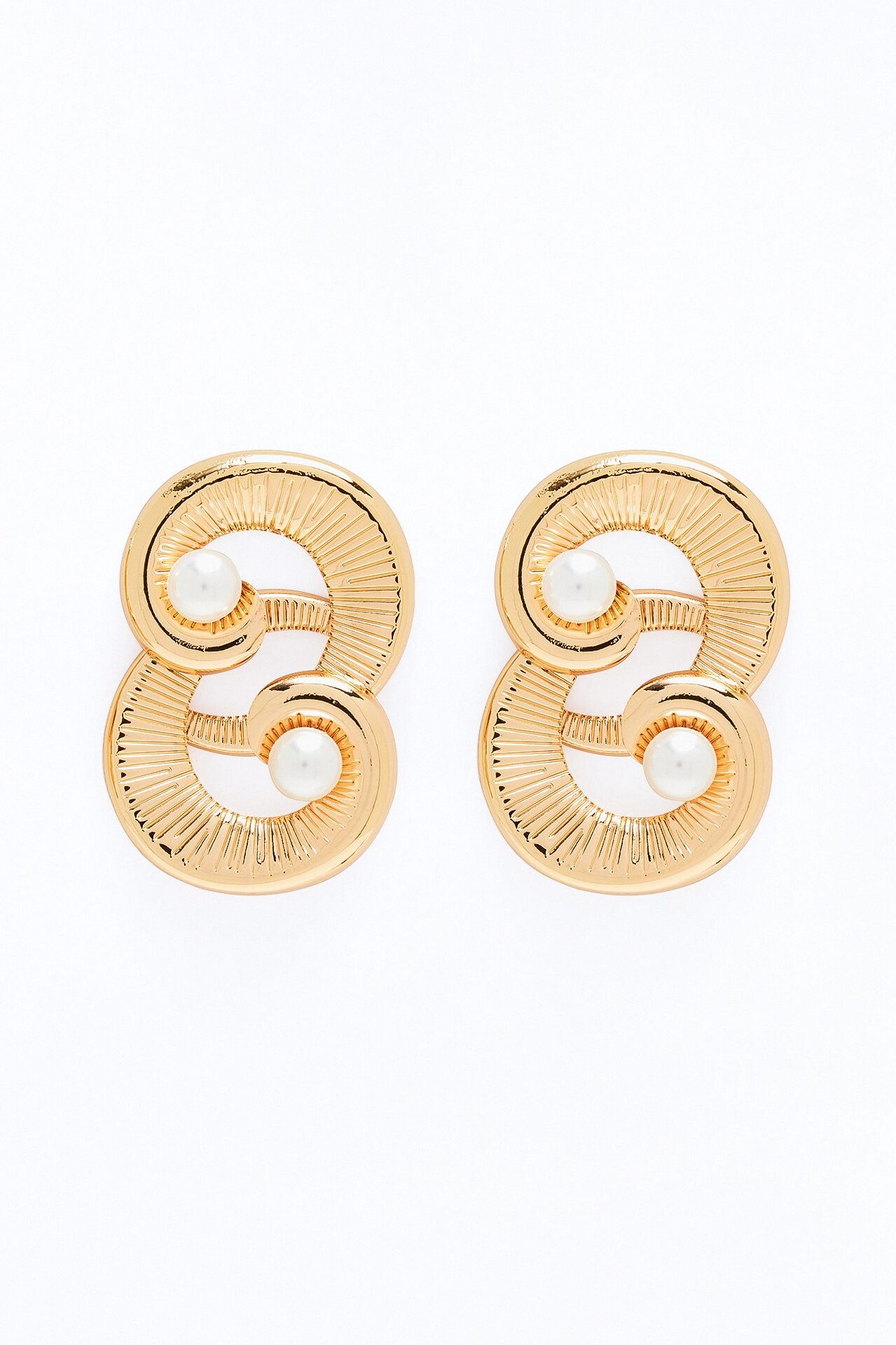 Soft Current Pearl Earrings - Gold