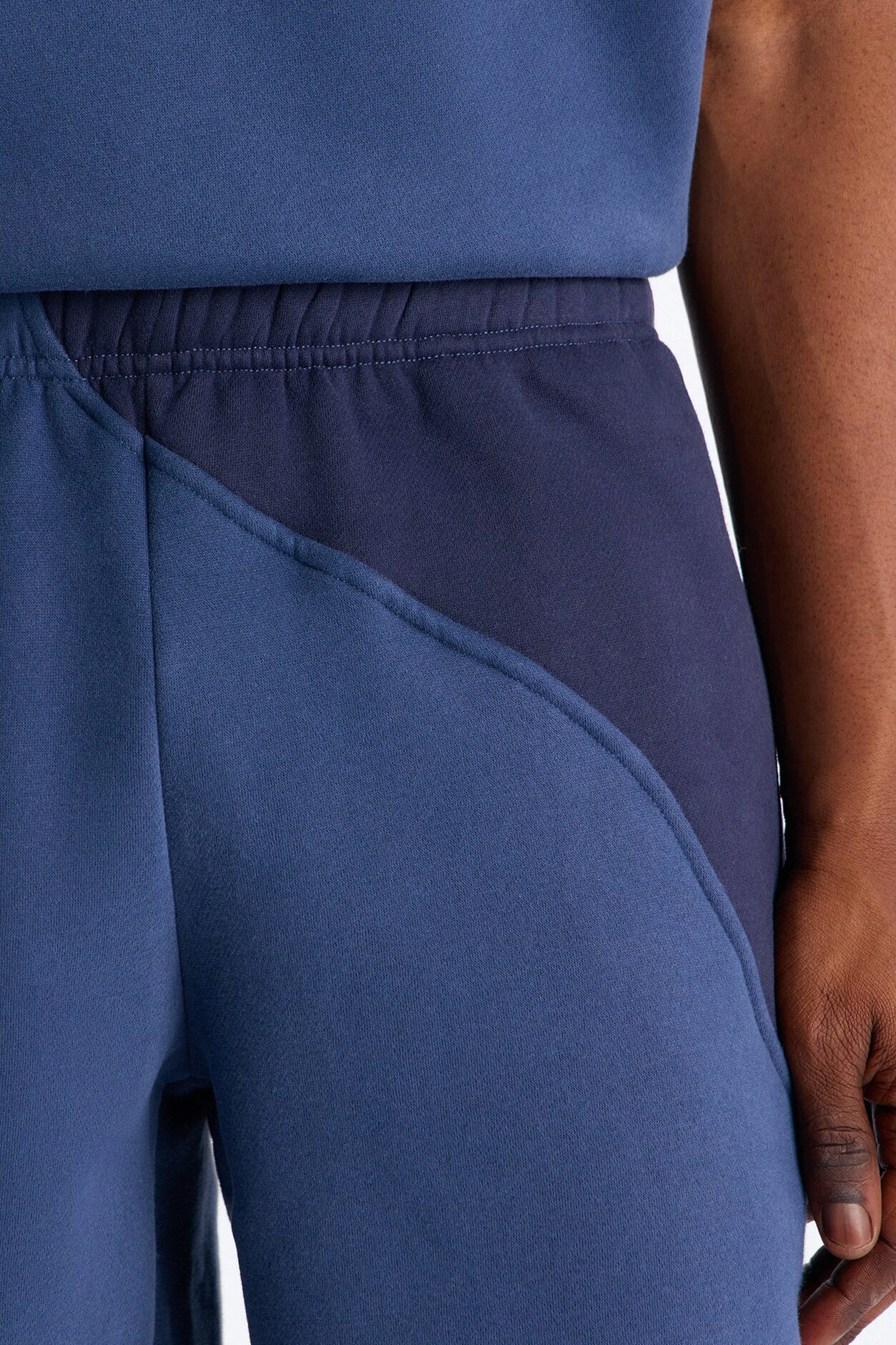 Neapolitan Paneled Relaxed Sweatshort - Blue/combo