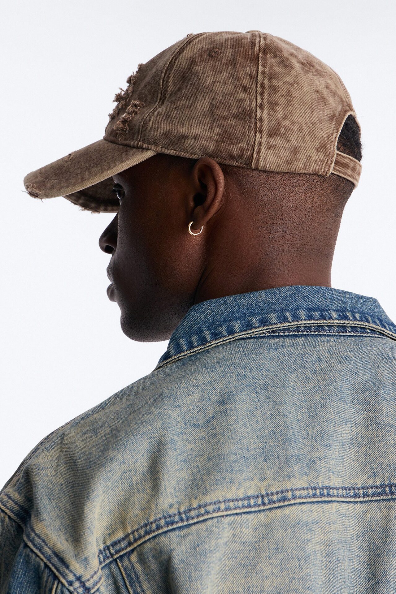 Distressed Damaged Wash Snapback Hat - Brown