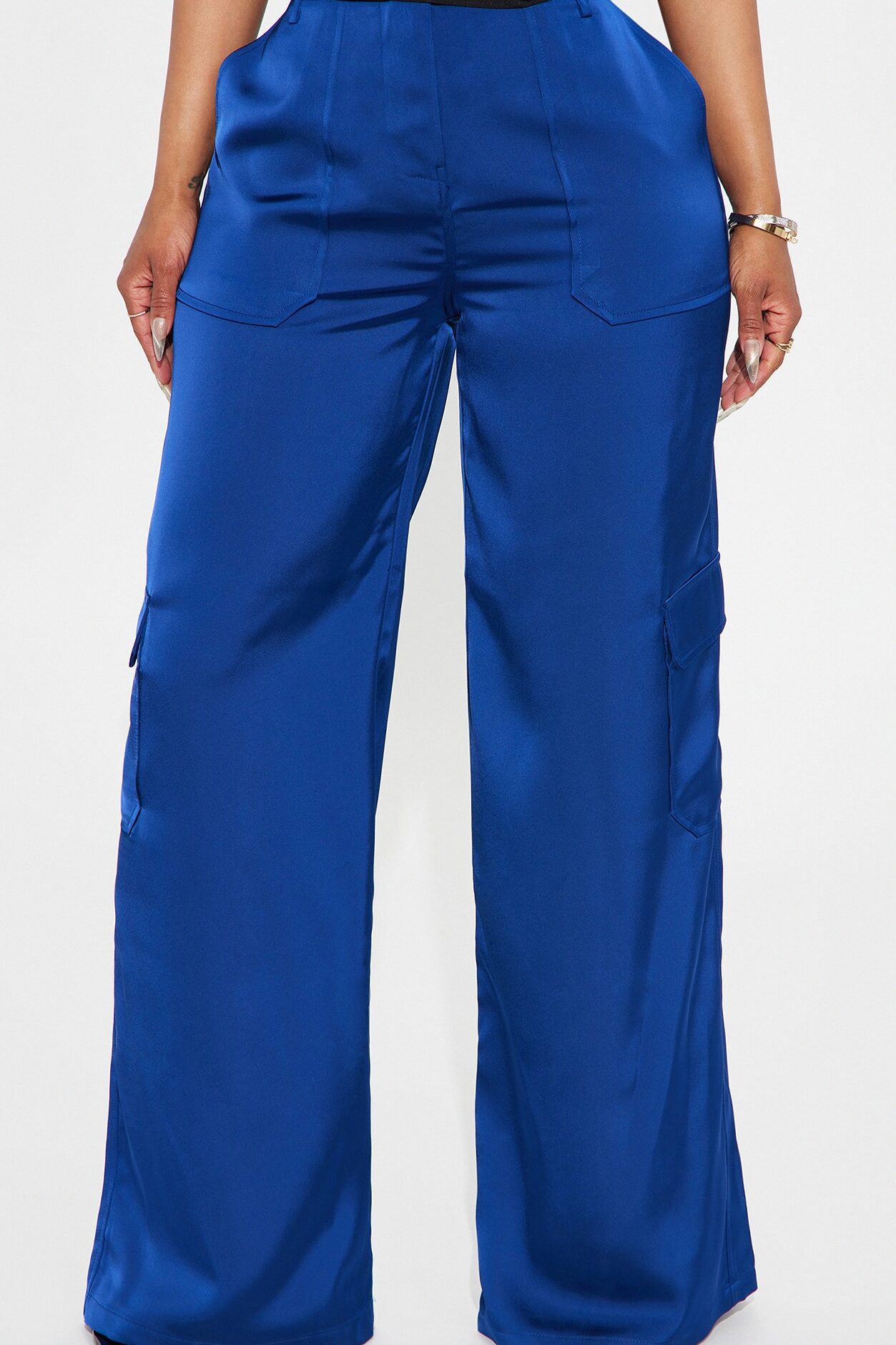 Pretty Girl Satin Cargo Pant - Navy