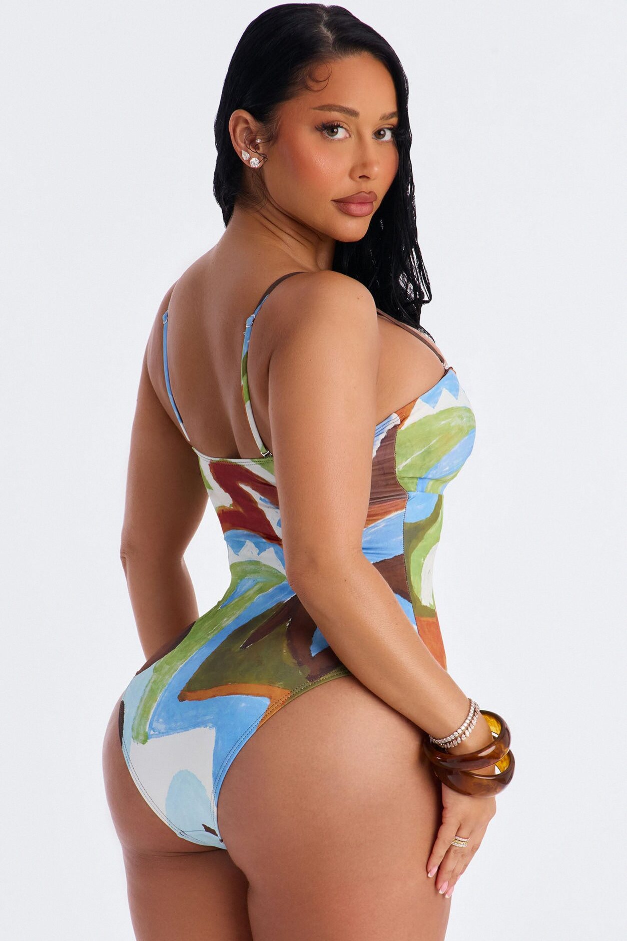 Sea You Never 1 Piece Tropical Strapless Swimsuit - Multi Color