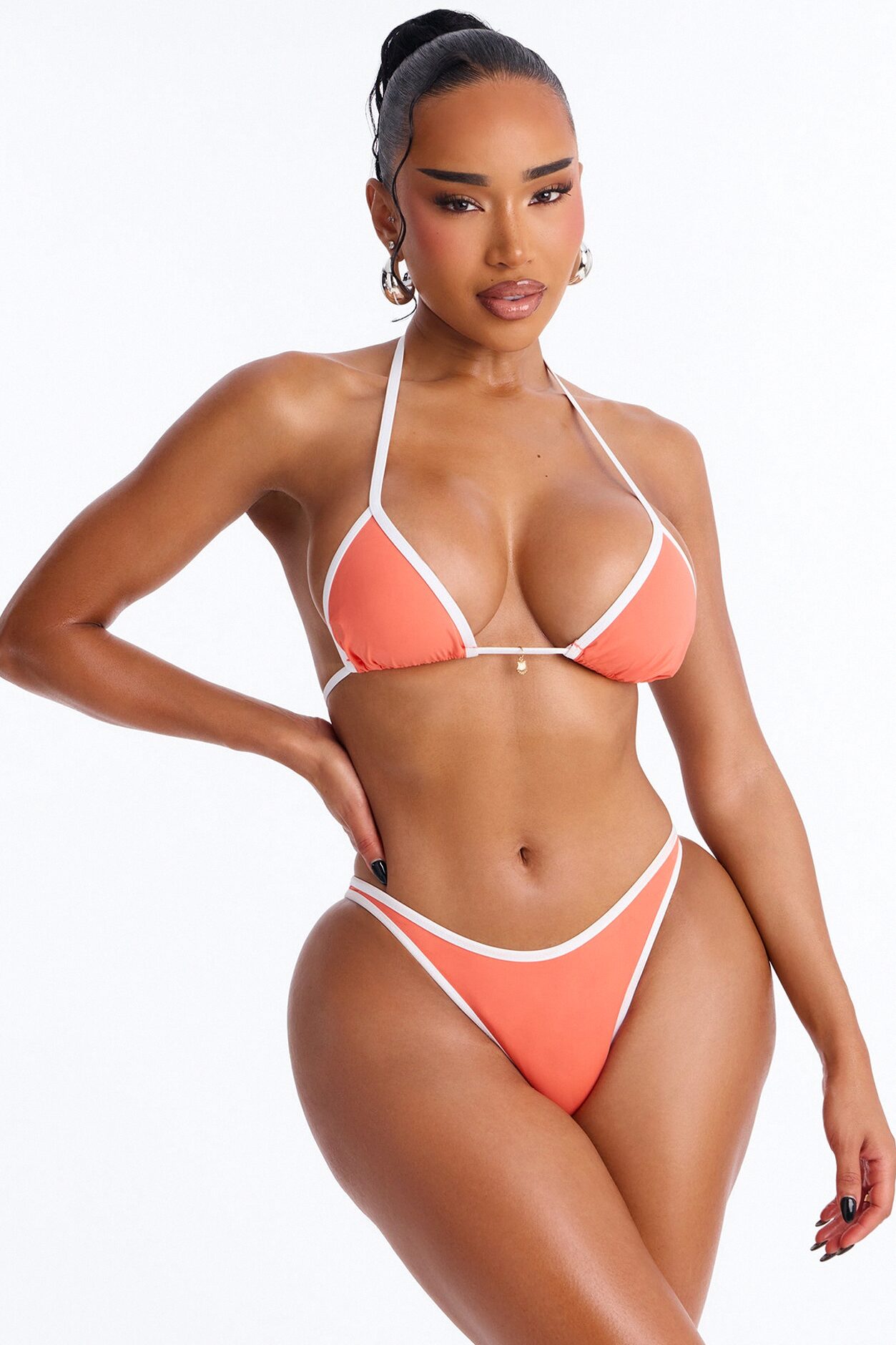 Feeling Free 2 Piece Triangle Bikini Set - Coral