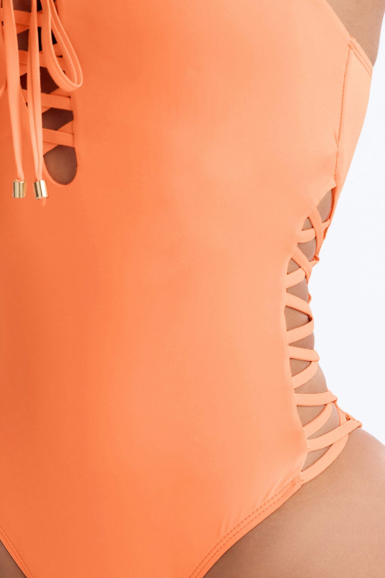 Under The Shade Tie Detail 1 Piece Swimsuit - Orange