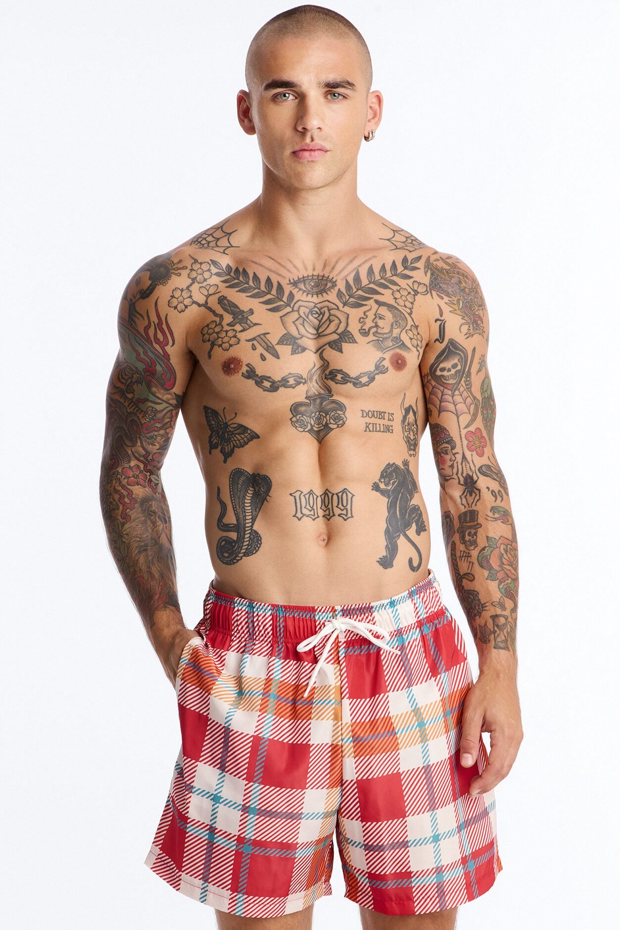 New Look Plaid Swim Trunk 6″ - Multi Color
