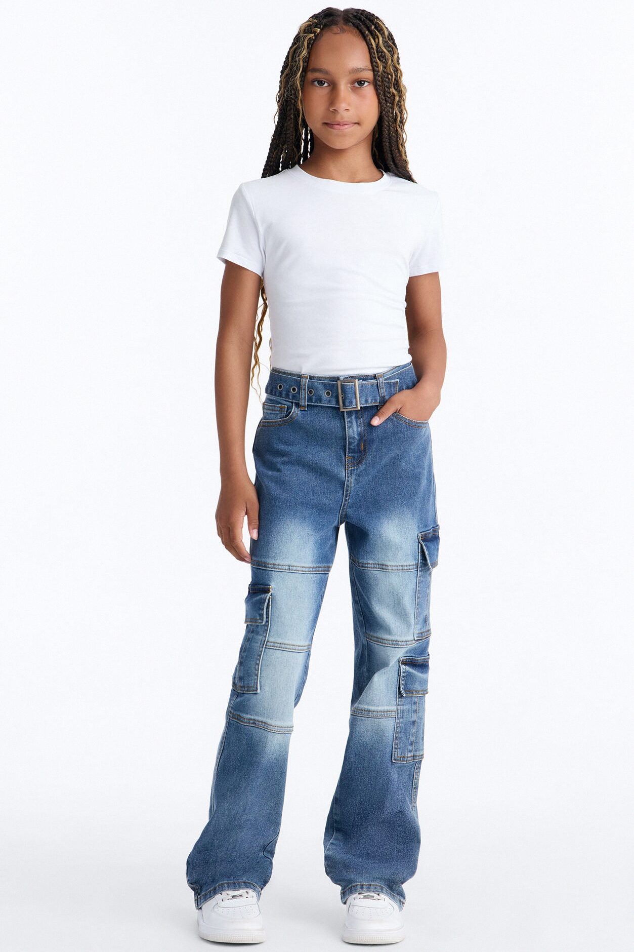 Mini On It Cargo Jeans - Medium Wash