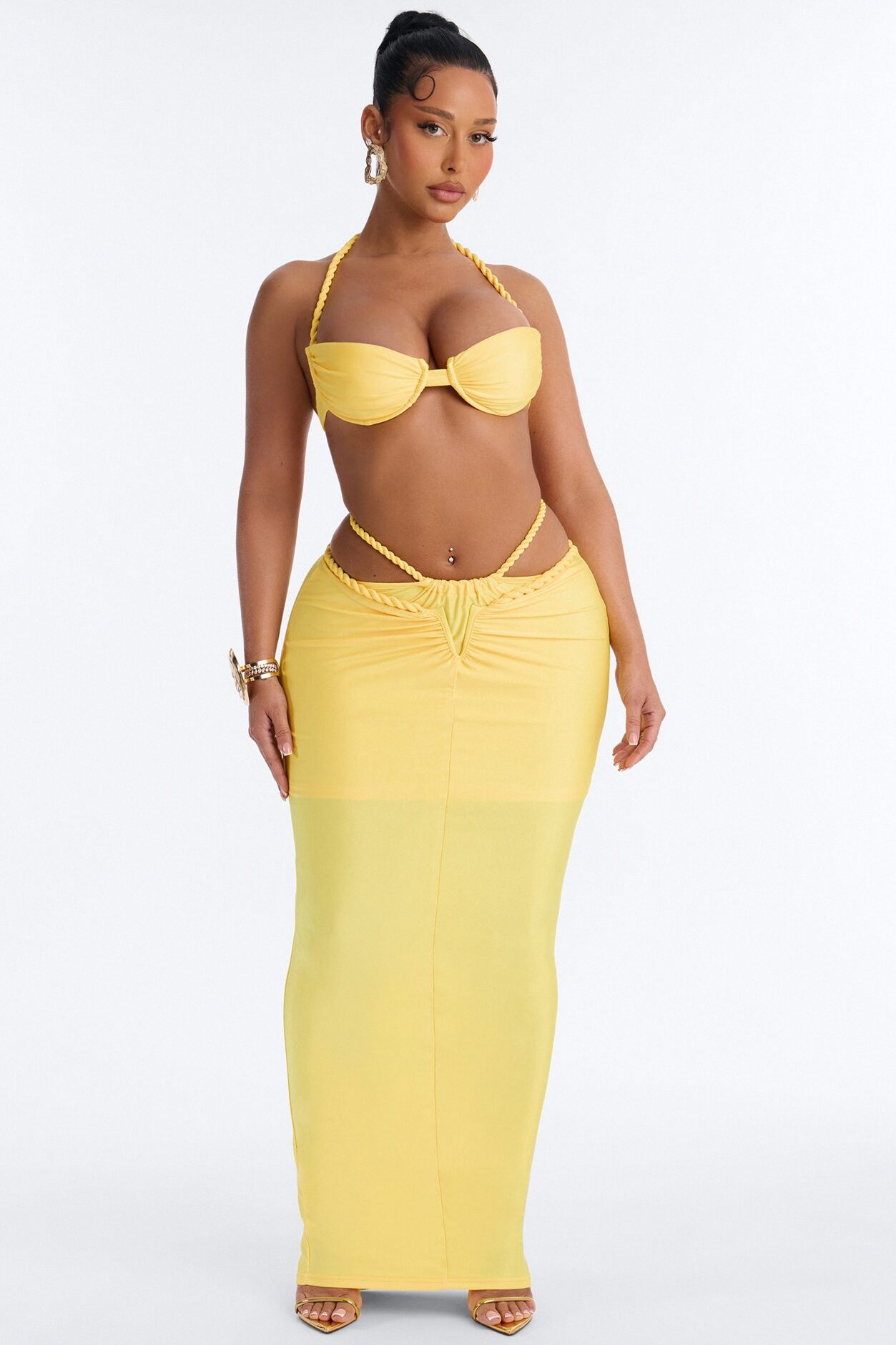 Jordan Twist Detail Maxi Skirt Set - Yellow