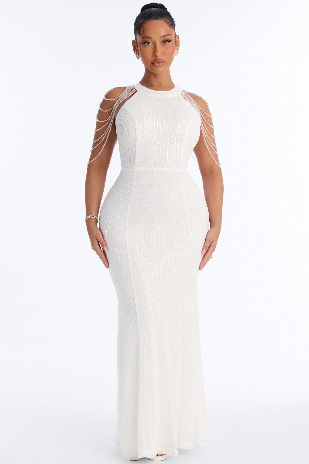 Diana Embellished Sequin Gown - Ivory