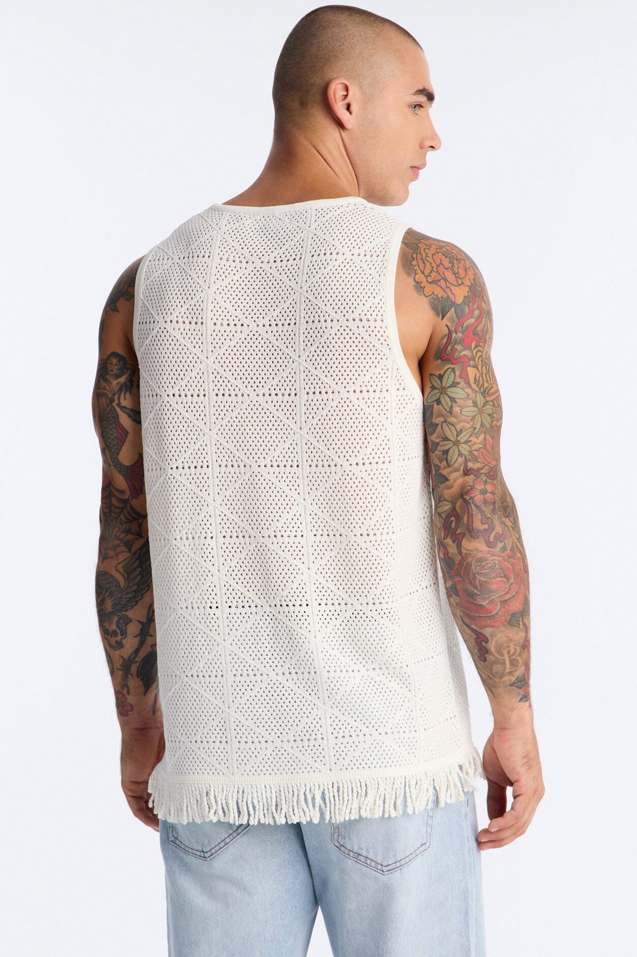 Cabana Tassel Fringe Tank - White